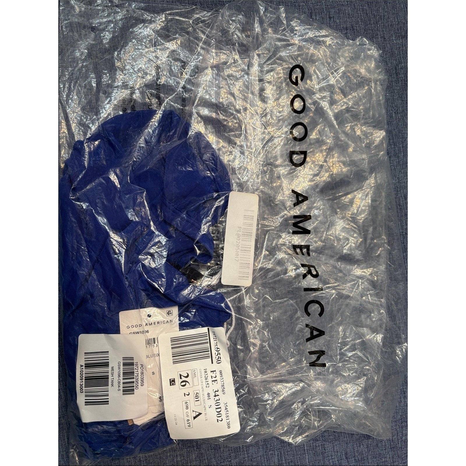 Good American Mesh Tank in capri blue - size small - NWT