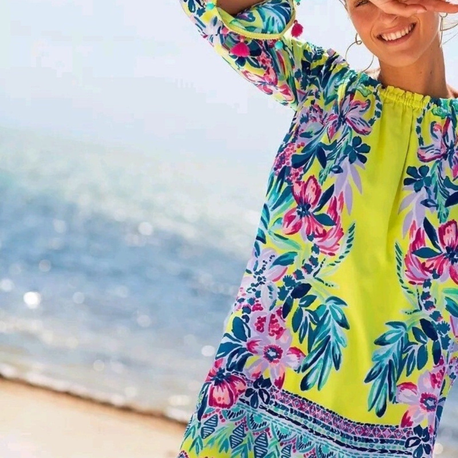 Lilly Pulitzer Payge Dress Bauble Yellow Lemur Alone Holy Grail - size S