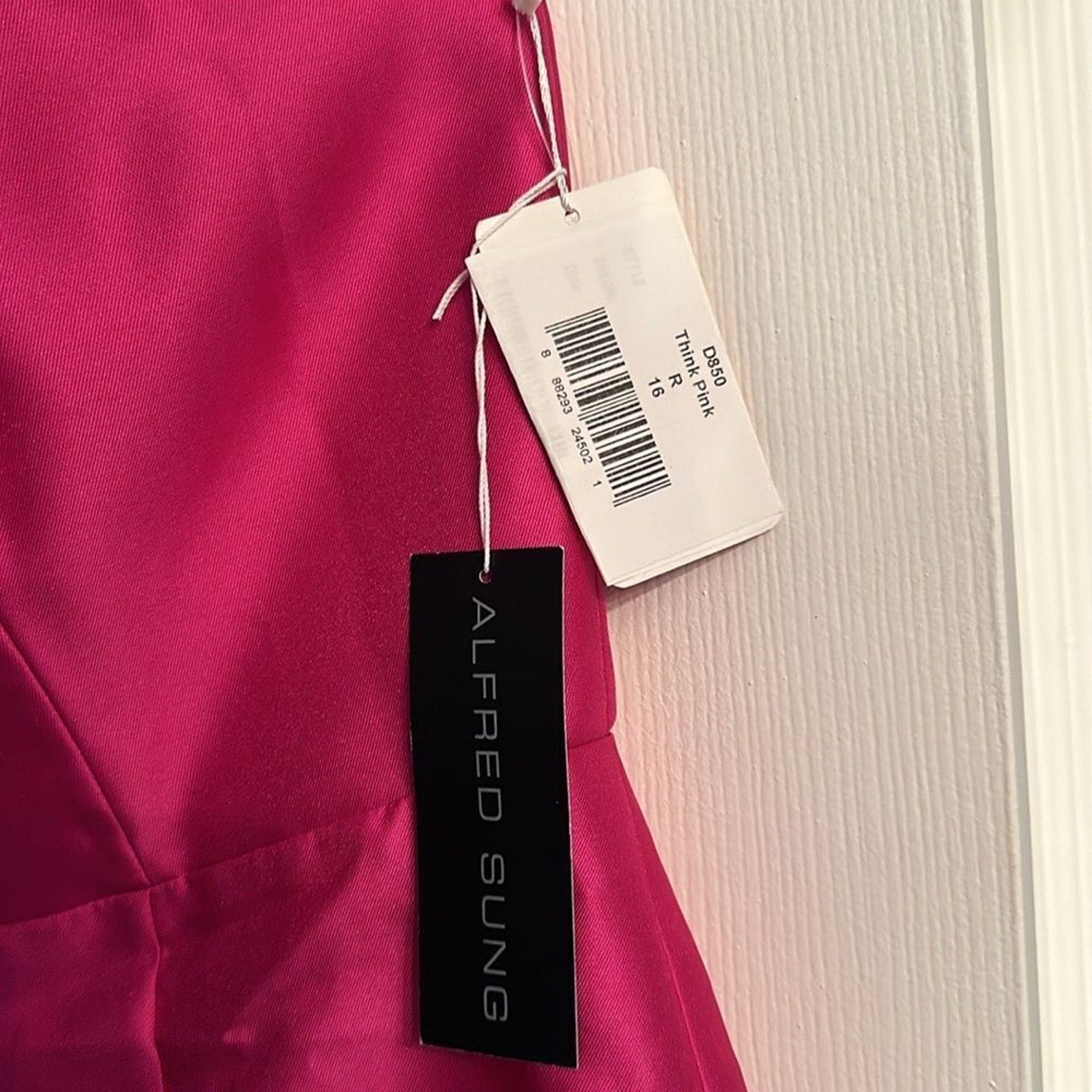 NWT Alfred Sung Flower One-Shoulder Column Gown Pink - size 16