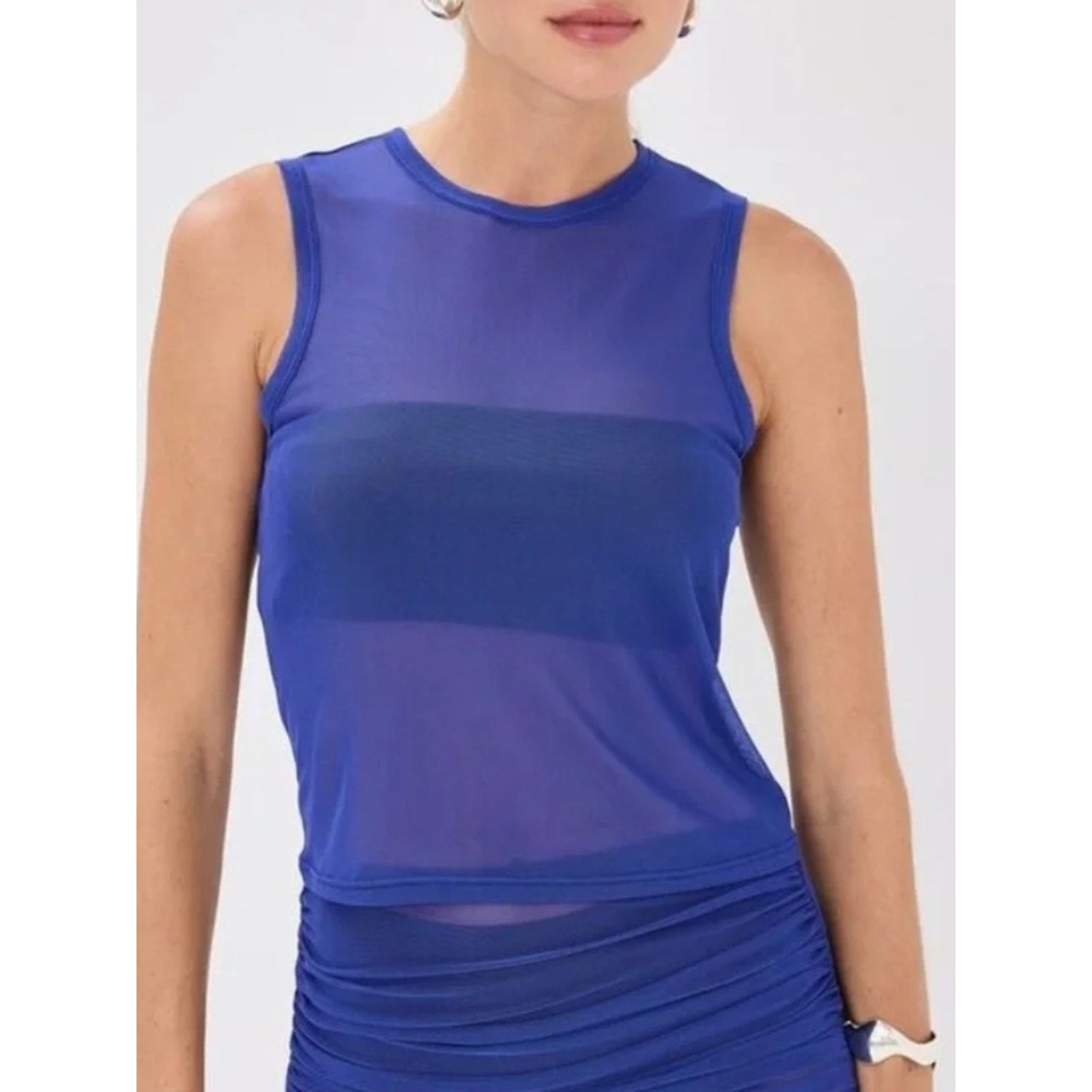 Good American Mesh Tank in capri blue - size small - NWT