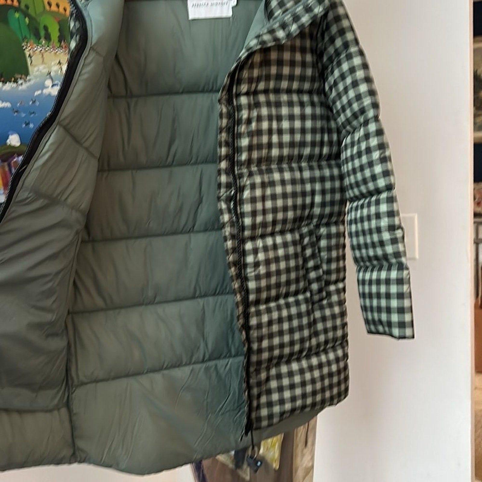 NEW REBECCA MINKOFF Gingham Check Puffer Jacket - size M