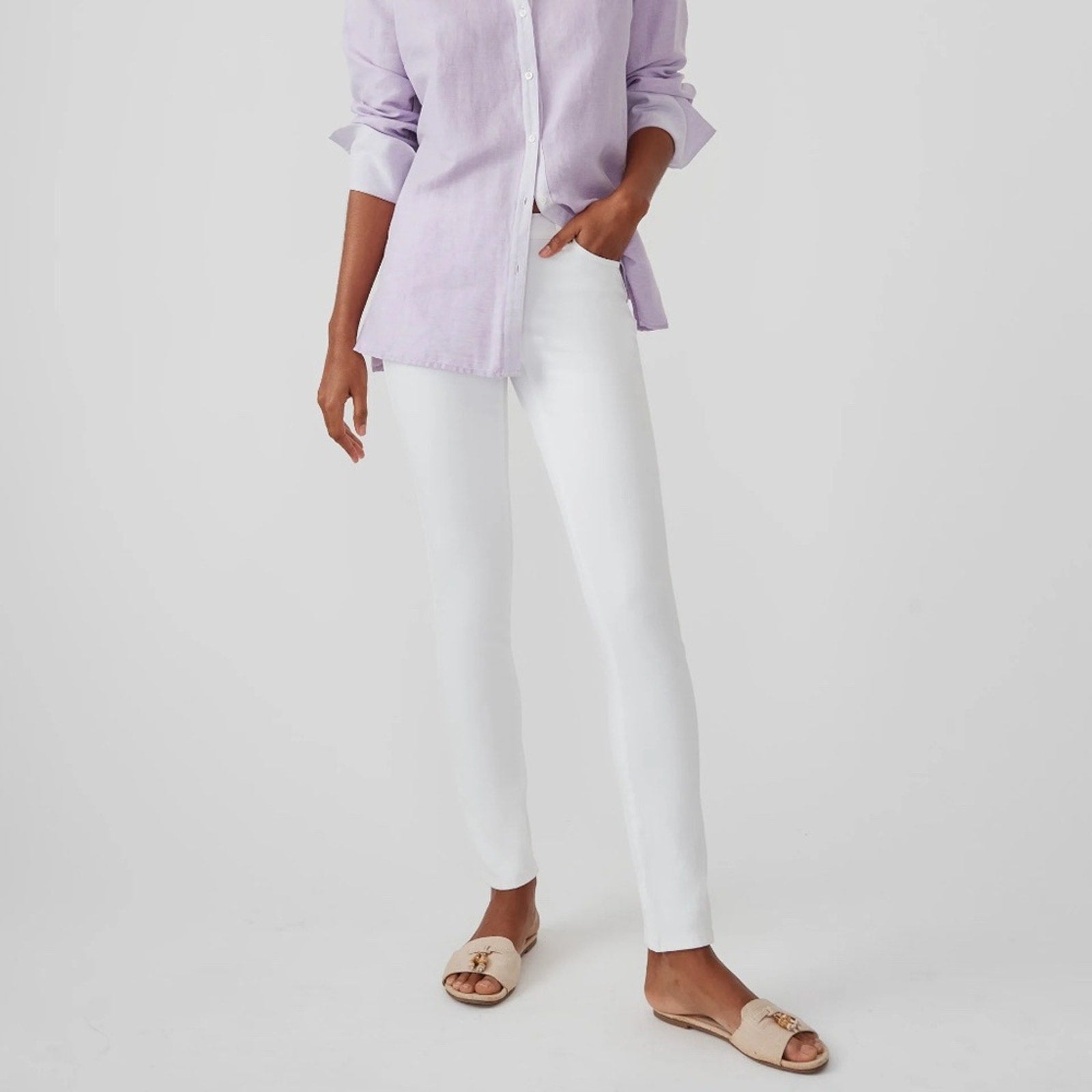 J. McLAUGHLIN Jeans White Slim Leg Denim 4-Way Stretch Cotton Size 2