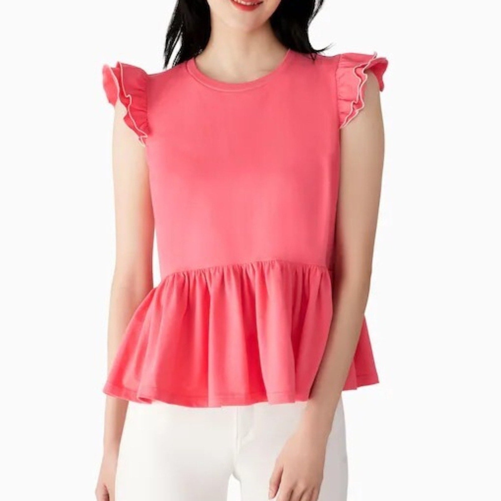 Kate Spade Peplum Tee In Deep Dahlia - size XS