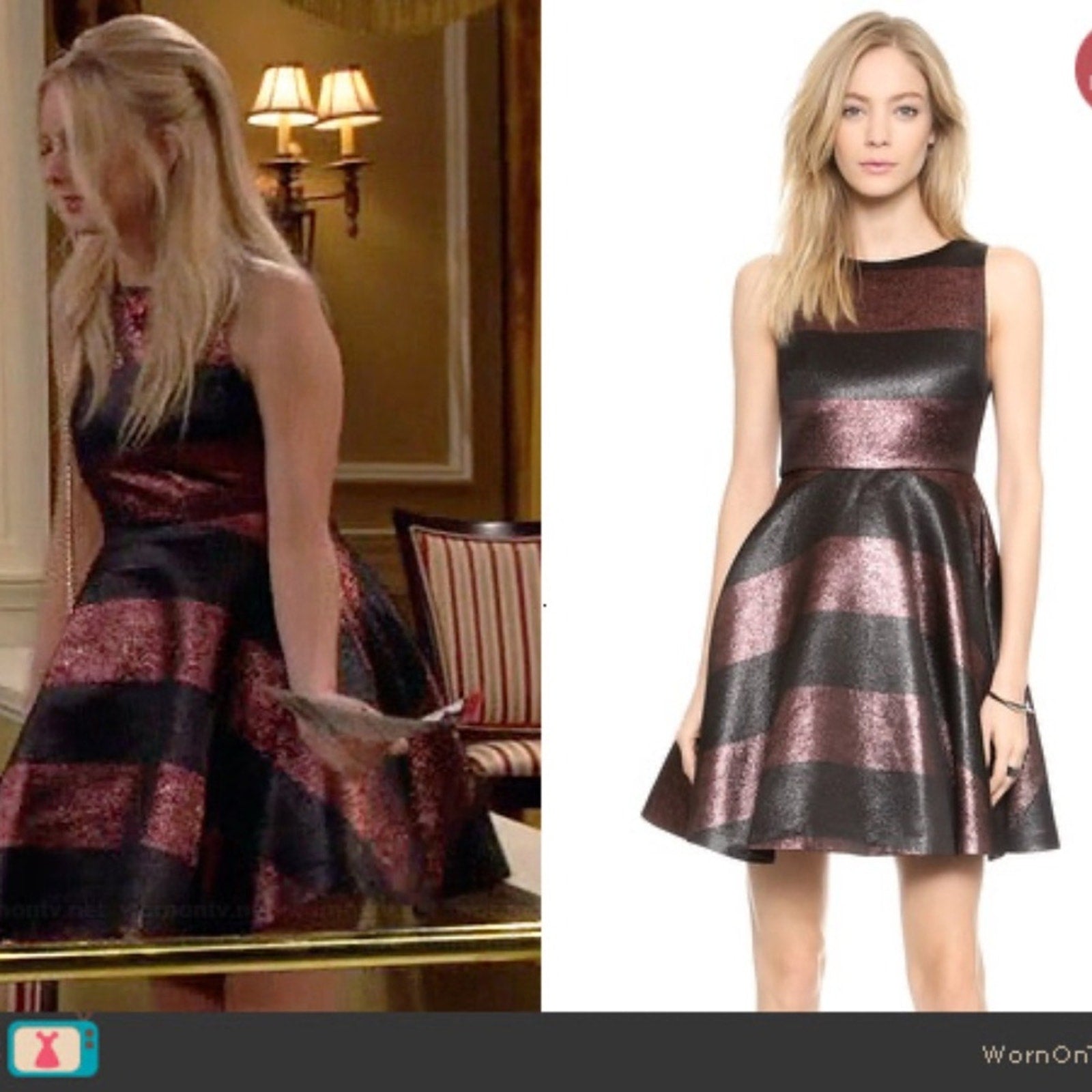 Alice + Olivia Foss Metallic Stripe Dress Size 4