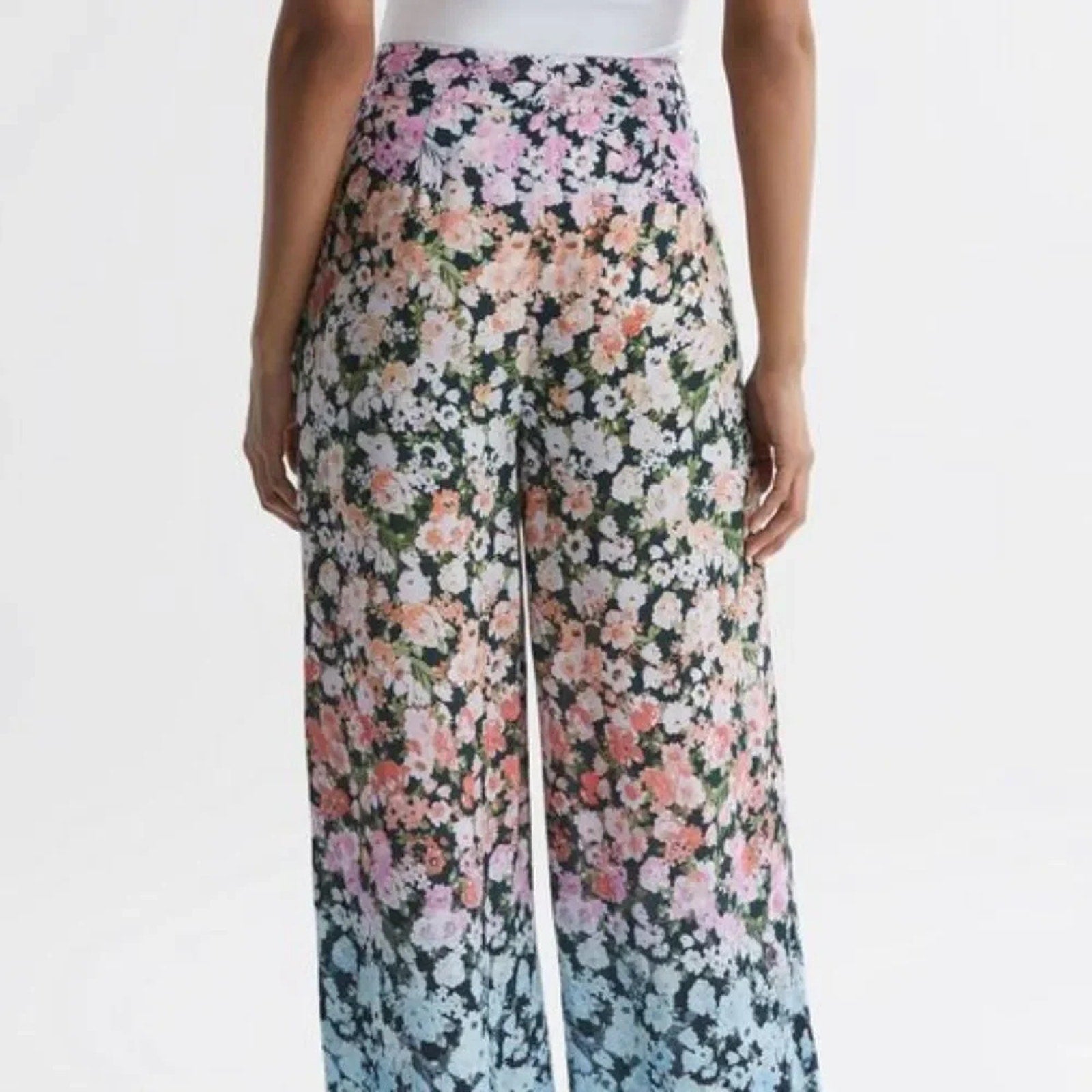 NEW REISS Serena Floral Print Wide Leg Oversized Trouser Pants