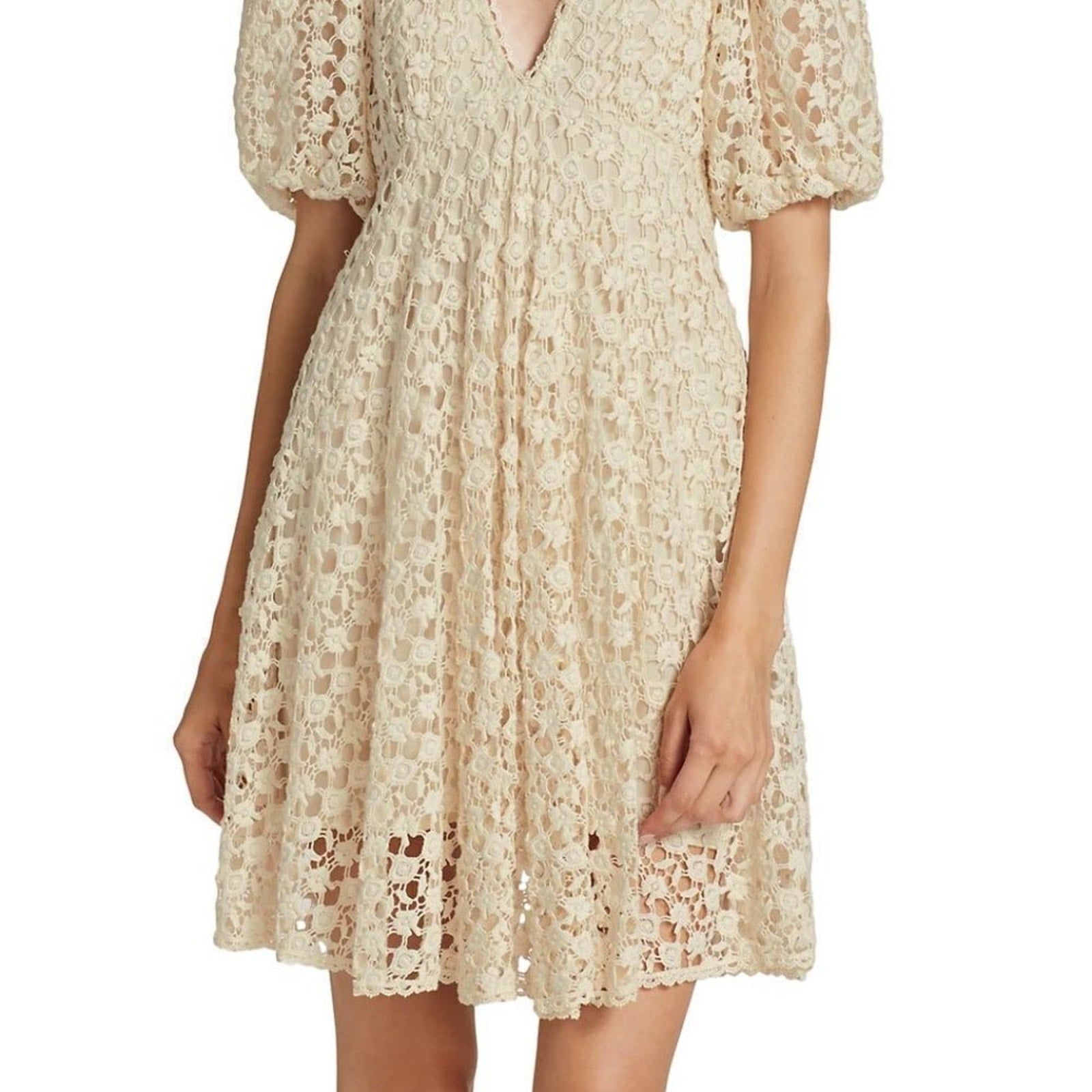 NWT byTiMo Puff-Sleeve Lace Crochet Dress - size XXS