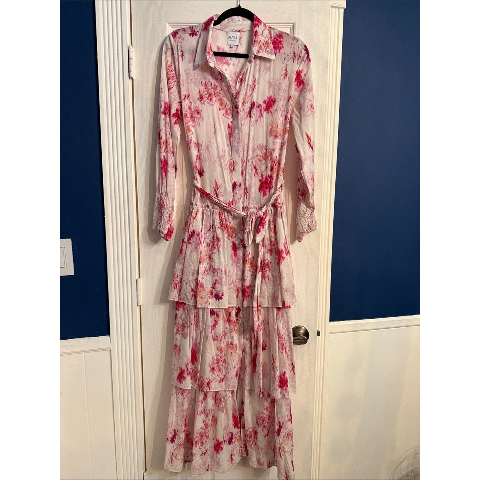 Misa Los Angeles Abigail Pink Watercolor Maxi Dress - XS 🌟