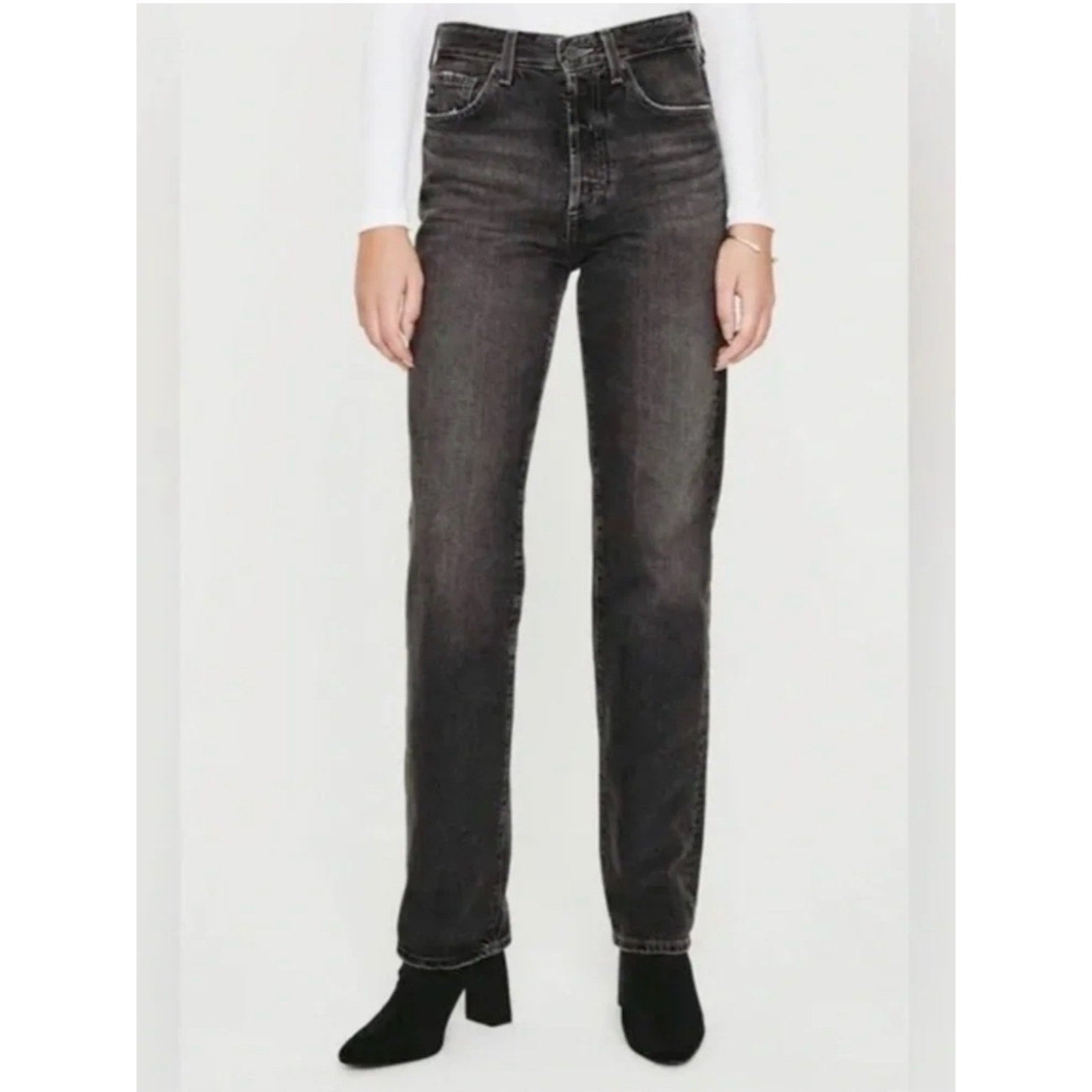 Ag Alexxis High-Rise Vintage Straight Jean Black Stone - 28 🌟