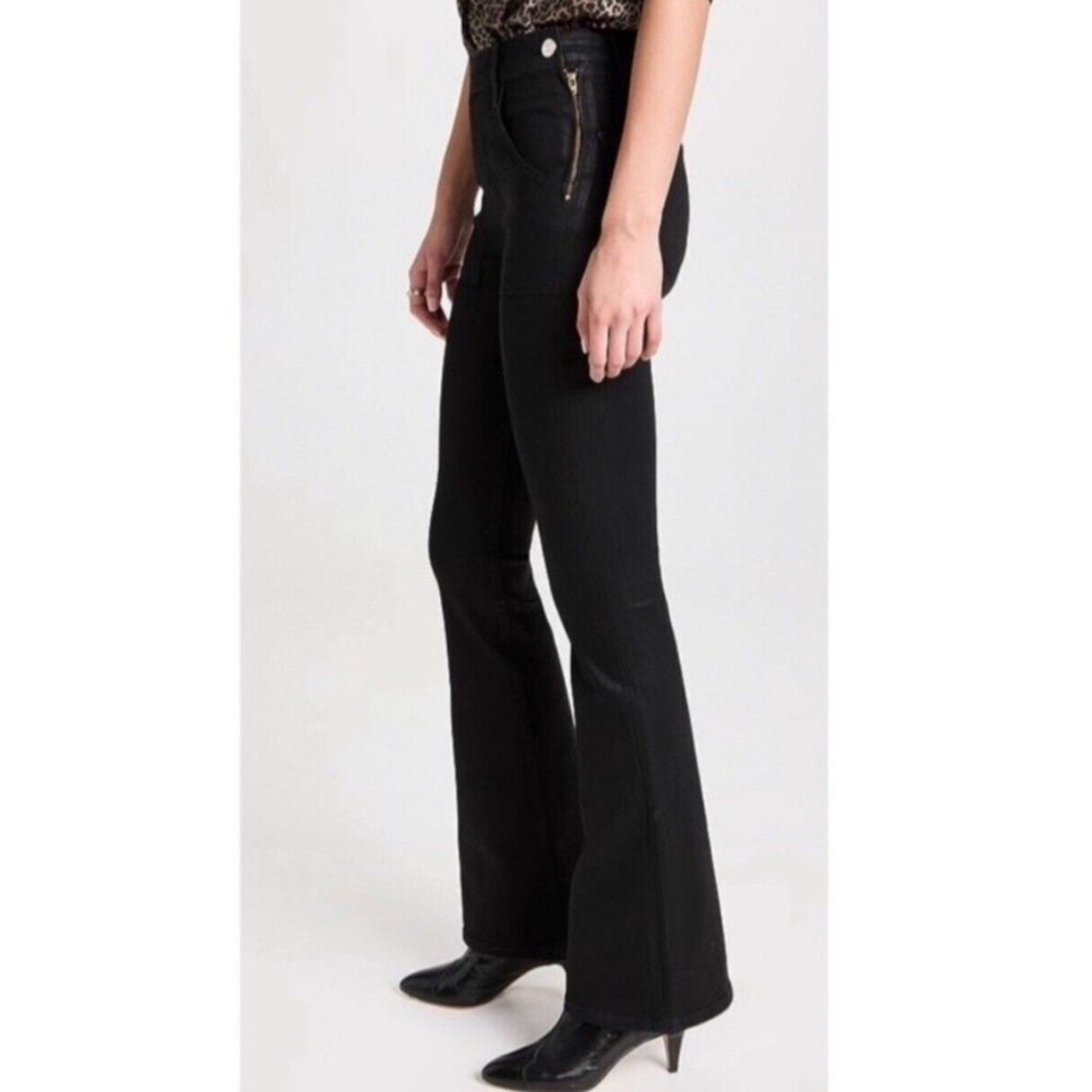 NEW FRAME Le Flare de Francoise in Black Coated - Size 24. Retail- $278