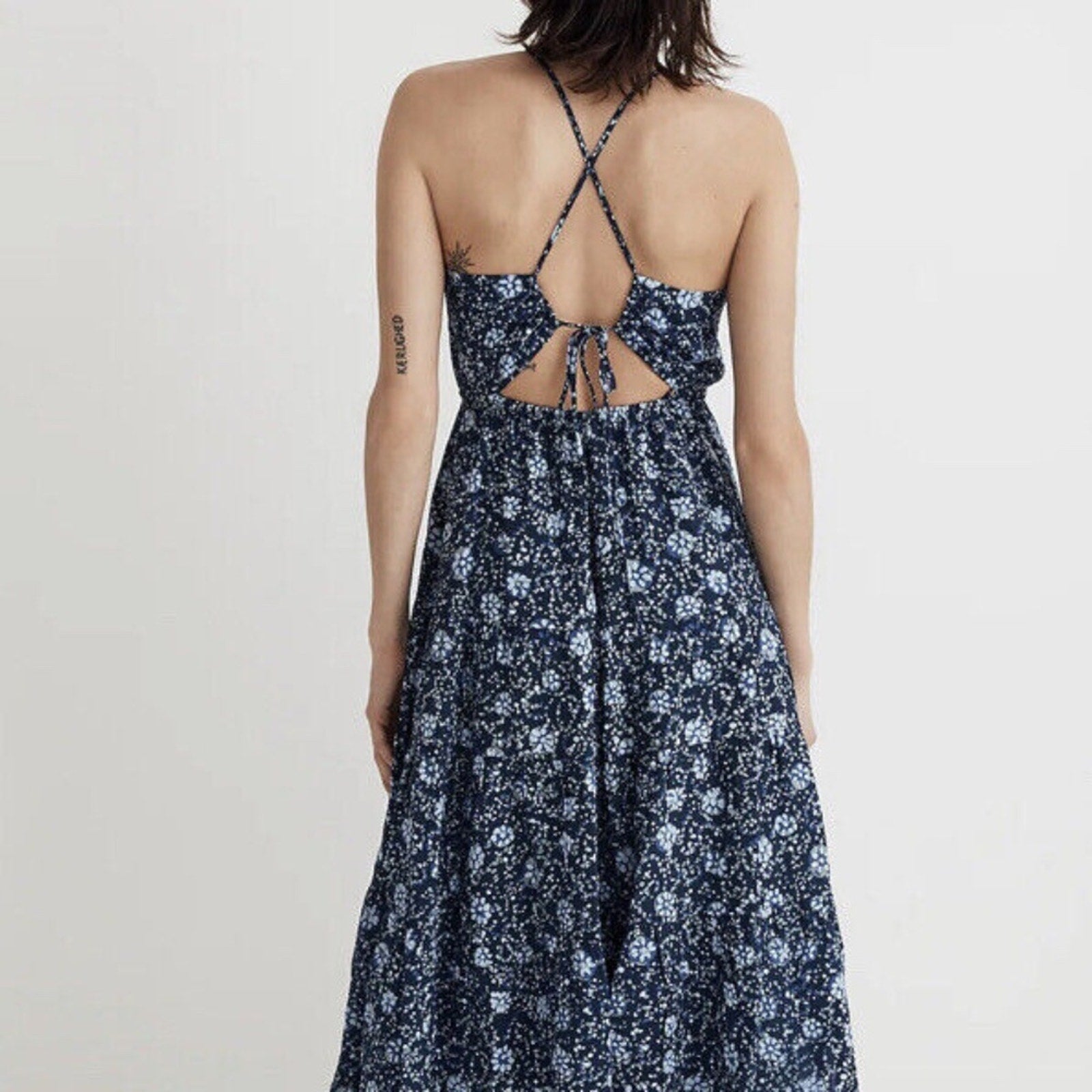 NWT Madewell Cross-Back Halter Midi Dress Vineyard Medallion - size Large $148