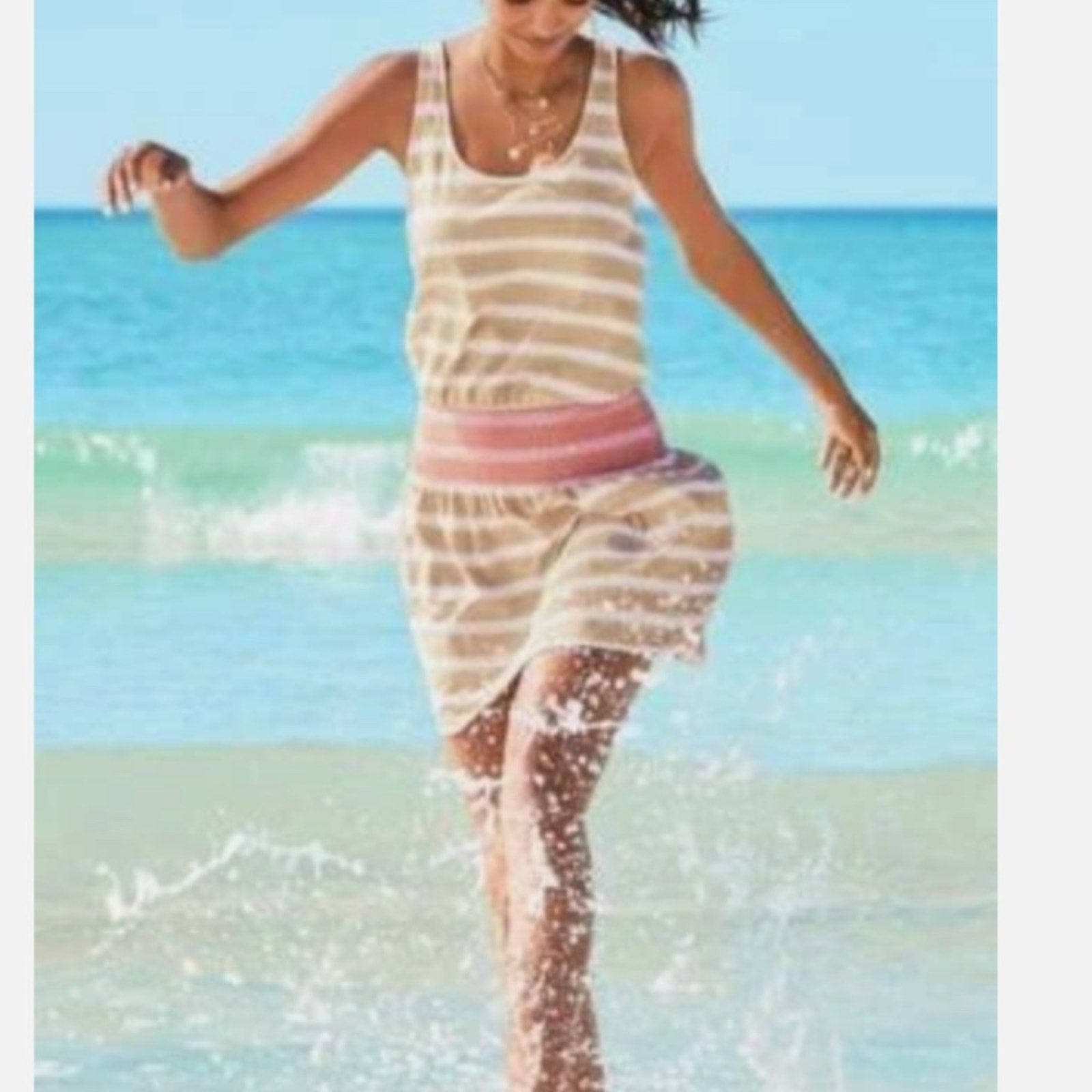 Lilly Pulitzer Tideline Heathered Sand Bar Sandy Smocked Waist Dress - XS