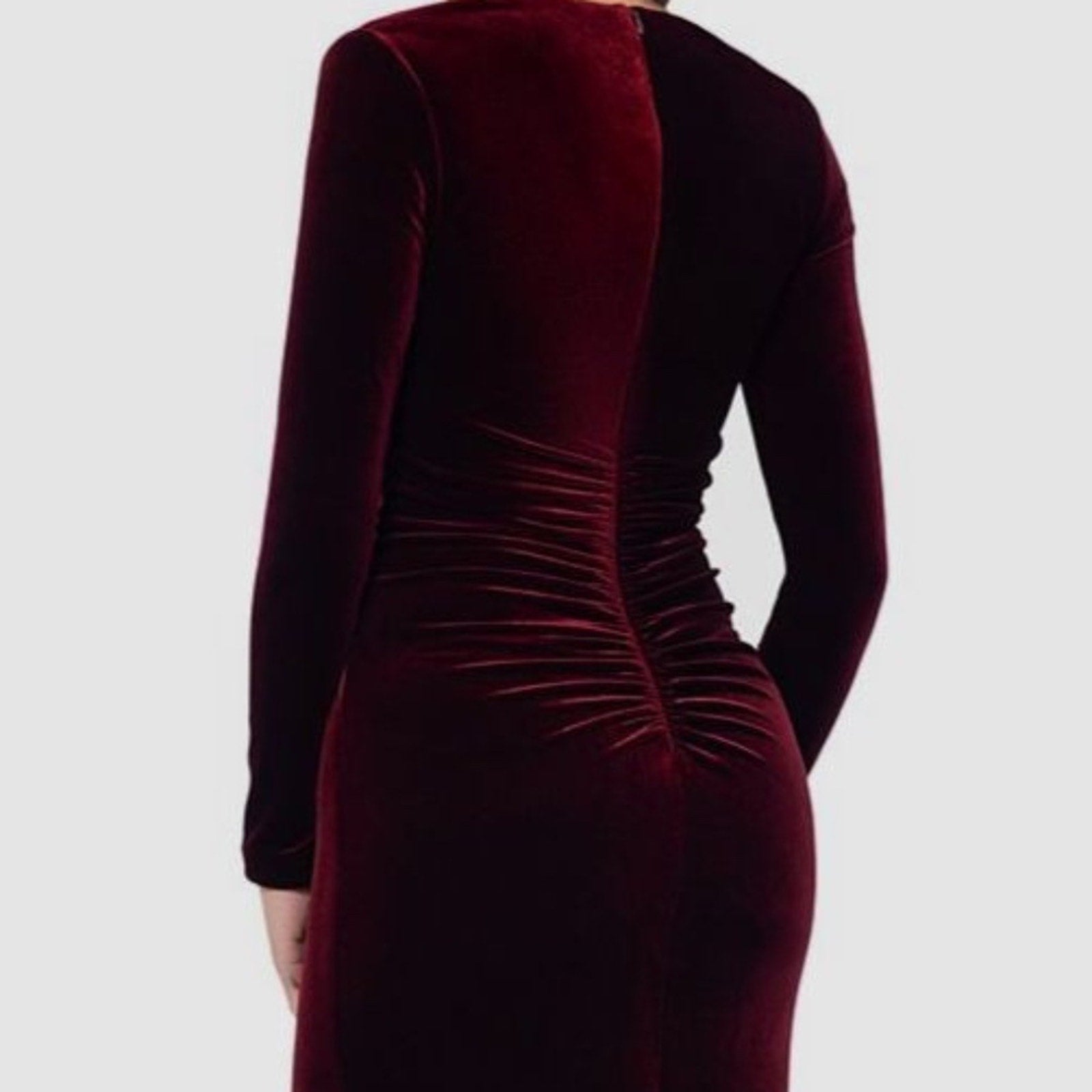 NWT Xscape Women's Red Velvet Long-Sleeve Front-Slit Gown Dress - size 8
