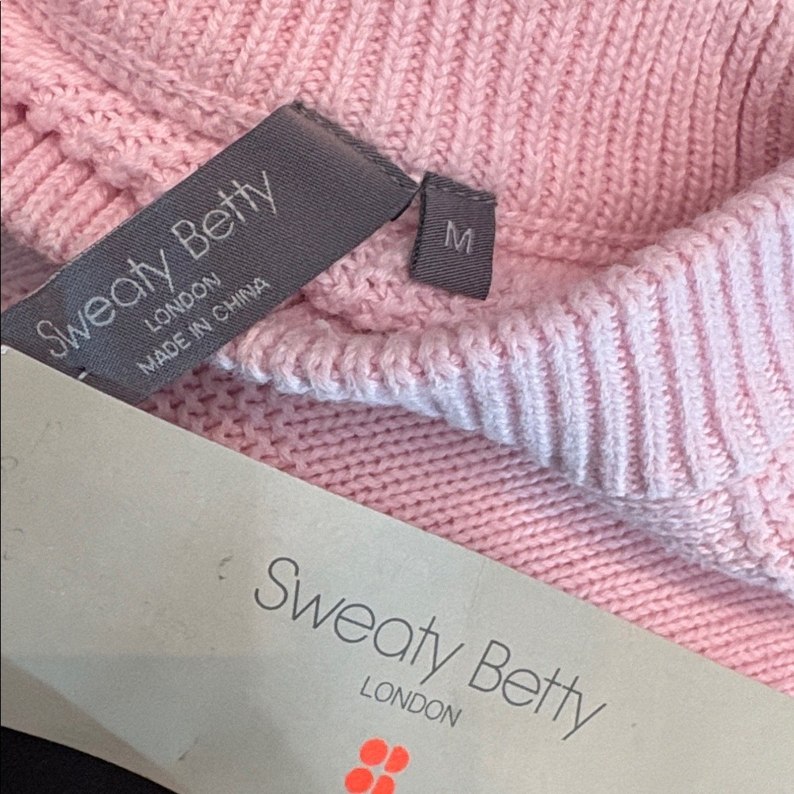 NWT Sweaty Betty Diamond Knit Cotton & Wool Sweater In Nerine Pink - size M