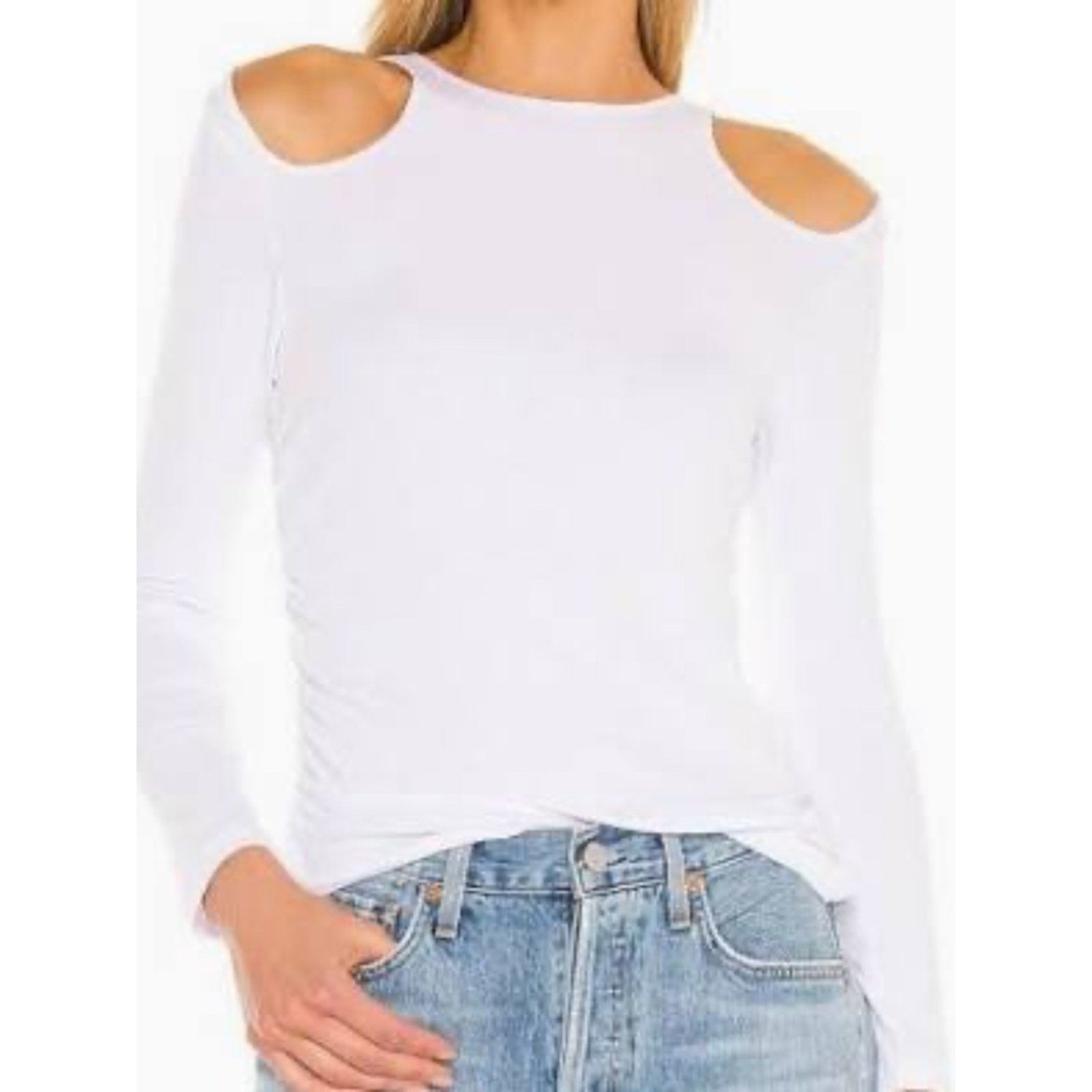 FRAME Variegated Cut Out Long Sleeve Top - size Large