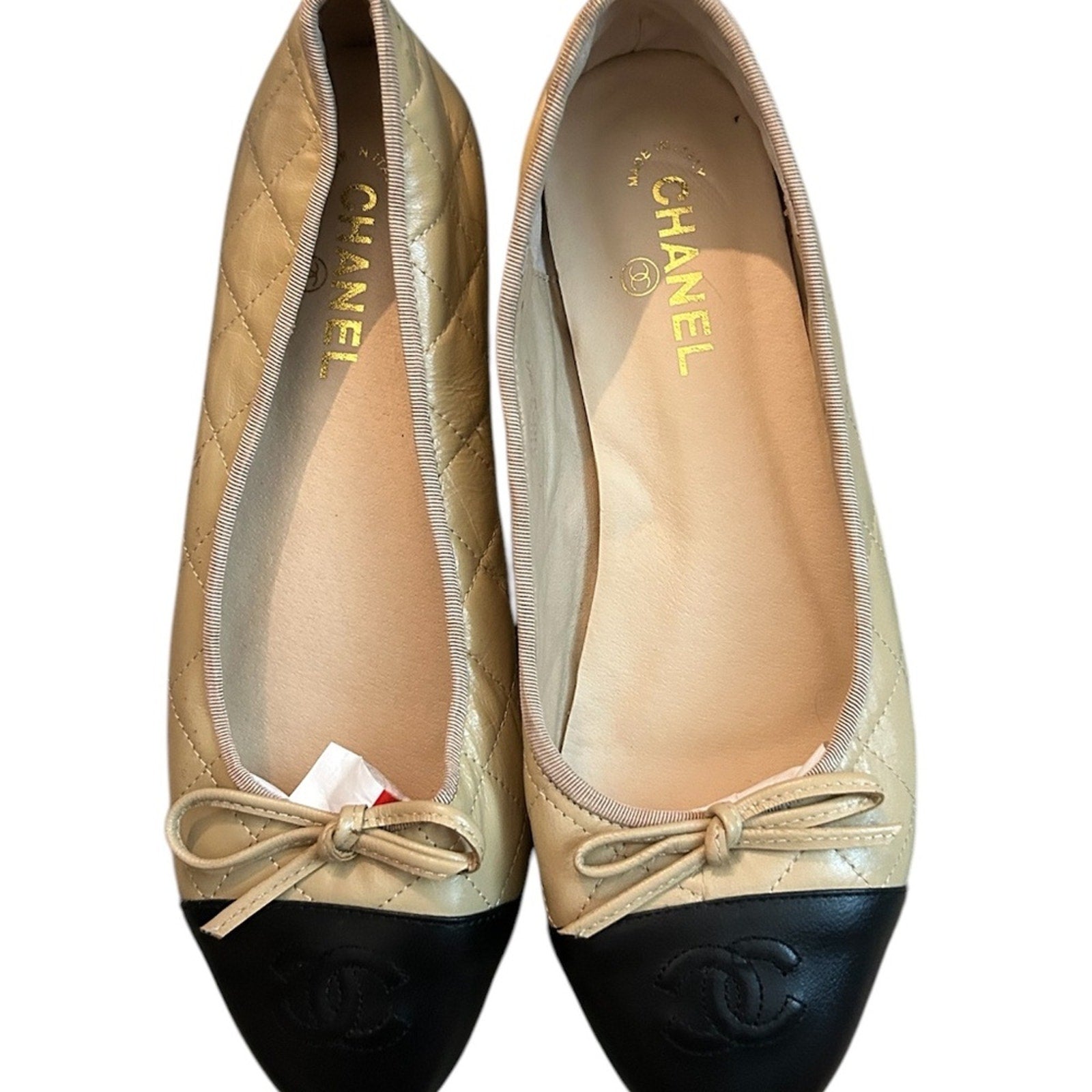 Chanel ballet flats Aged Calfskin beige black - size 42 (=US 11.5)