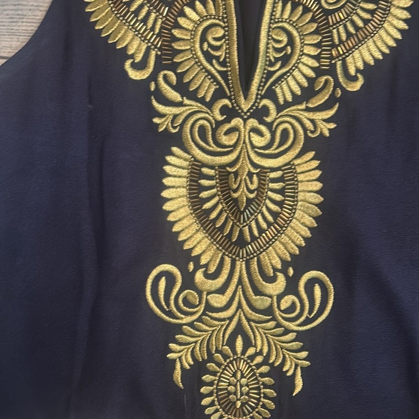 Lilly Pulitzer Aubra Embroidered Dress In Navy /Gold Sz XS