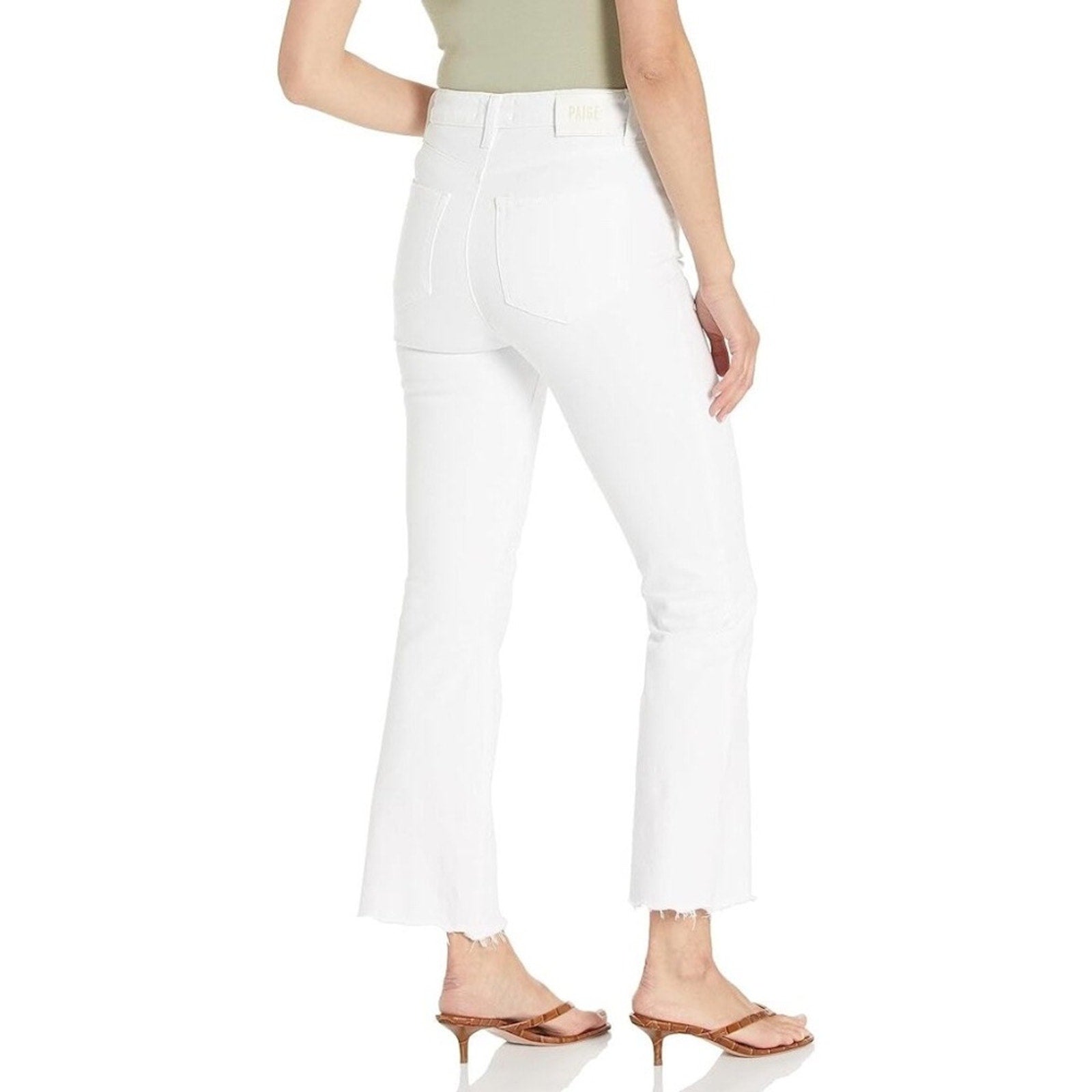 NWT Paige Claudine High Rise Ankle Flare Jean Crisp White Size 31
