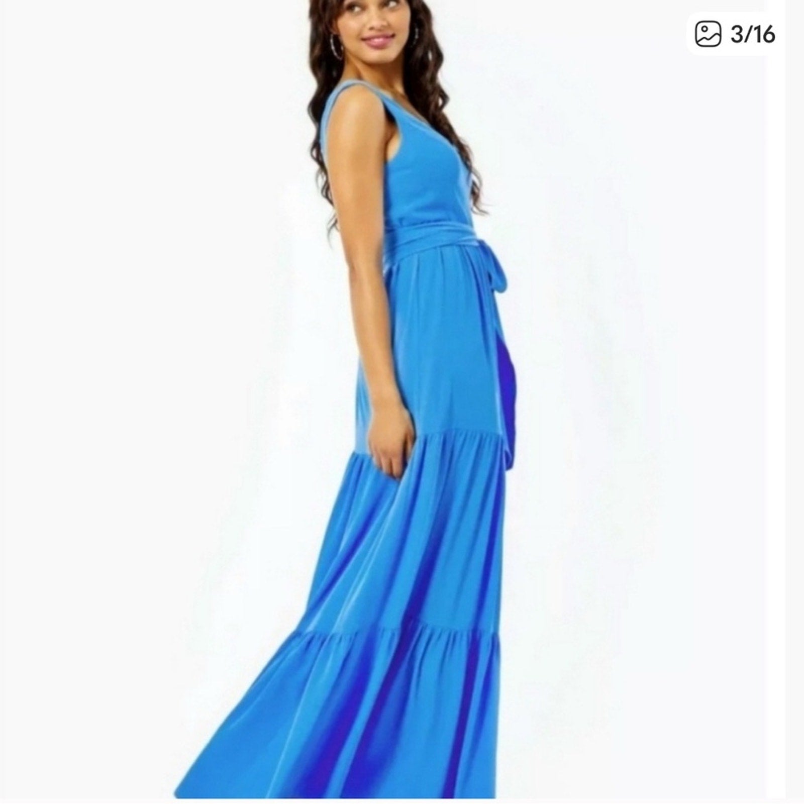 Lilly Pulitzer MAURINE MAXI DRESS Blue Thistle Fit Flare - size 4