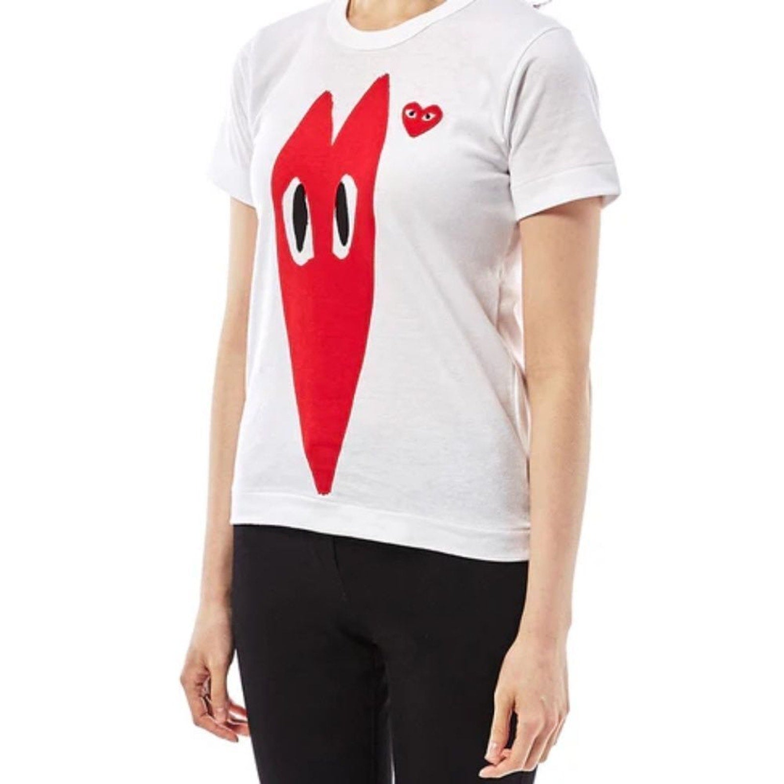 NWT COMME des GARCONS PLAY Long Heart Tee 'White' AZ-T224-051-1 - size M