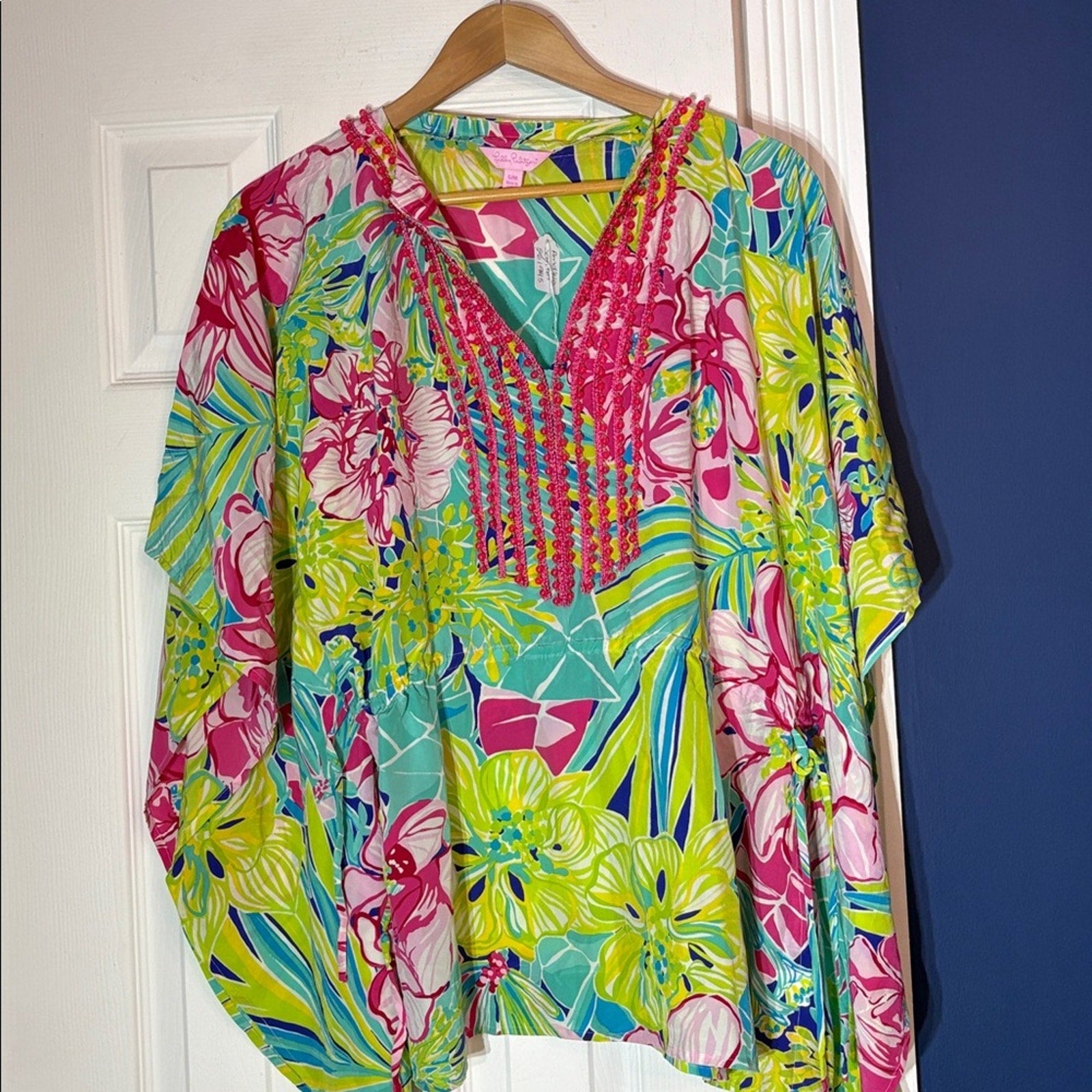 Lilly Pulitzer Adaleesa Silk Short Caftan Land Escape tunic top - size S/M
