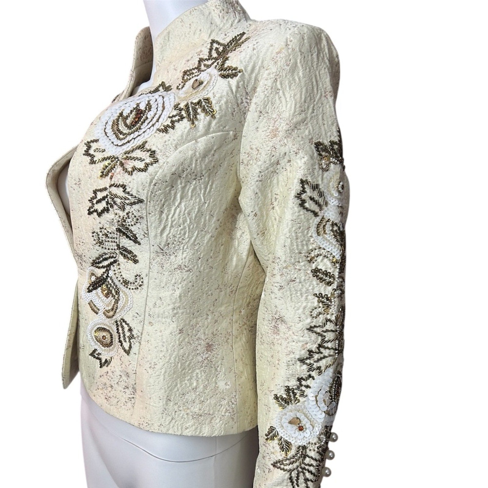 Boston Proper Floral Sequin Embellished Jacket - size 6