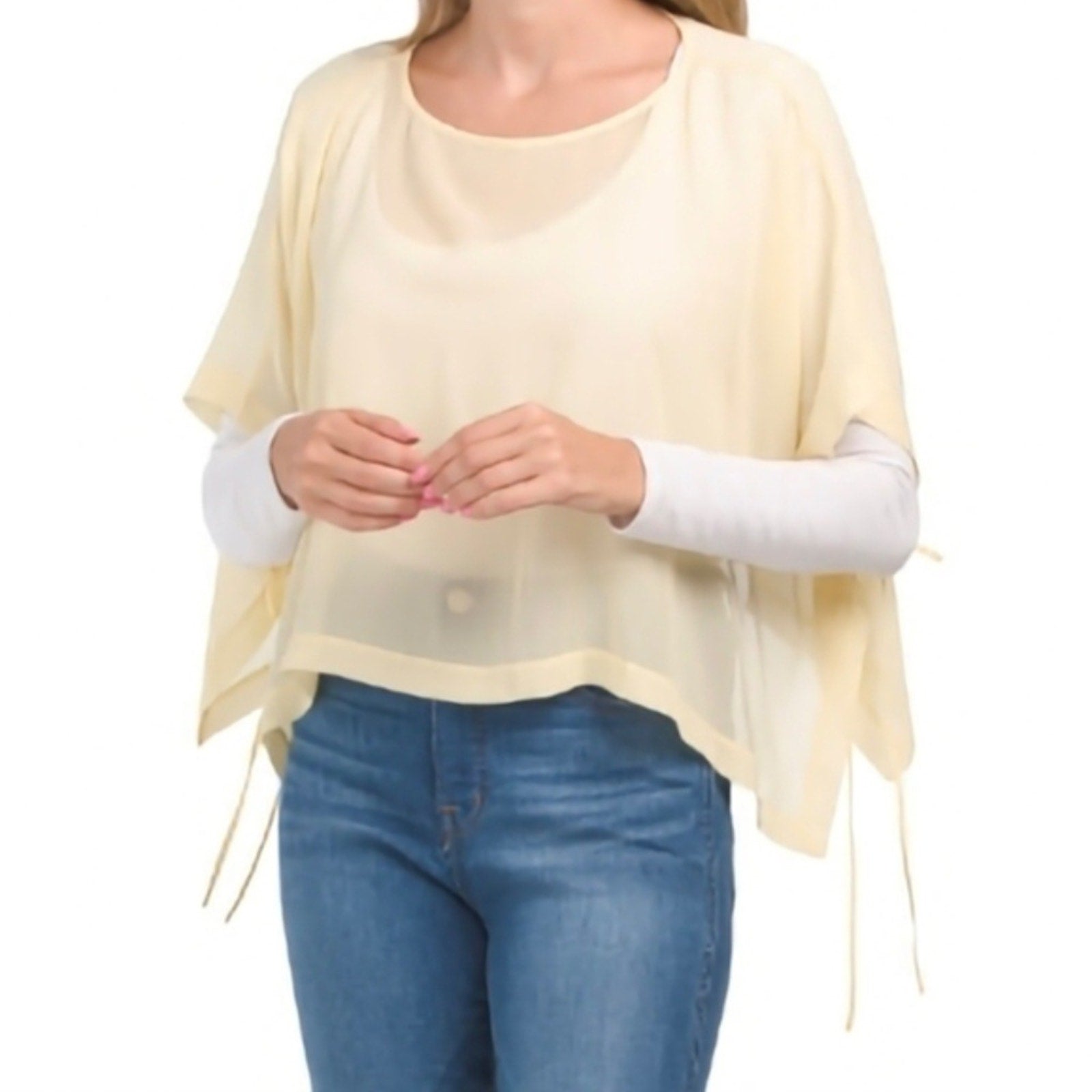 NWT Eileen Fisher Sheer Silk Georgette Poncho - size XS