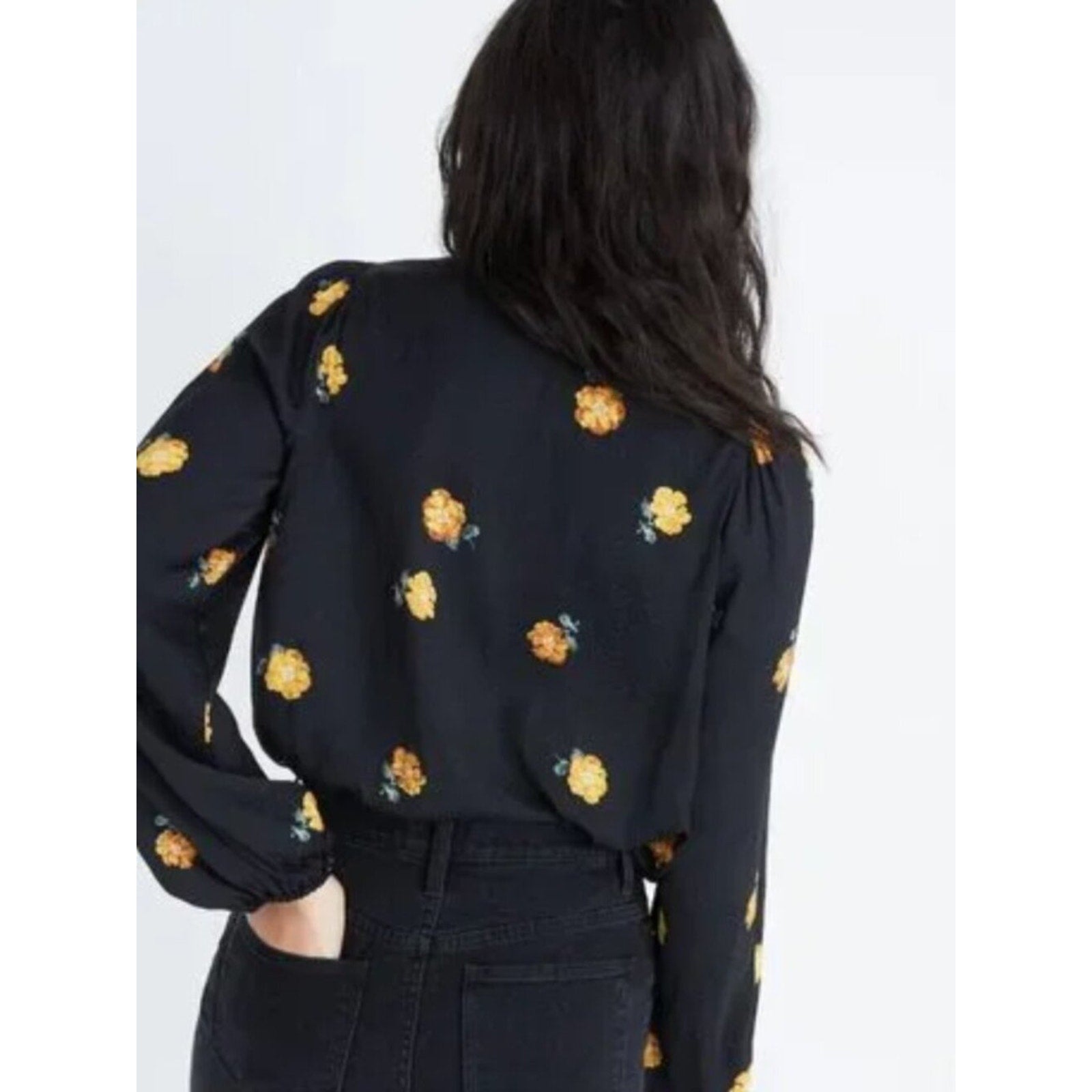 Madewell Bubble Sleeve Satin Tope - M