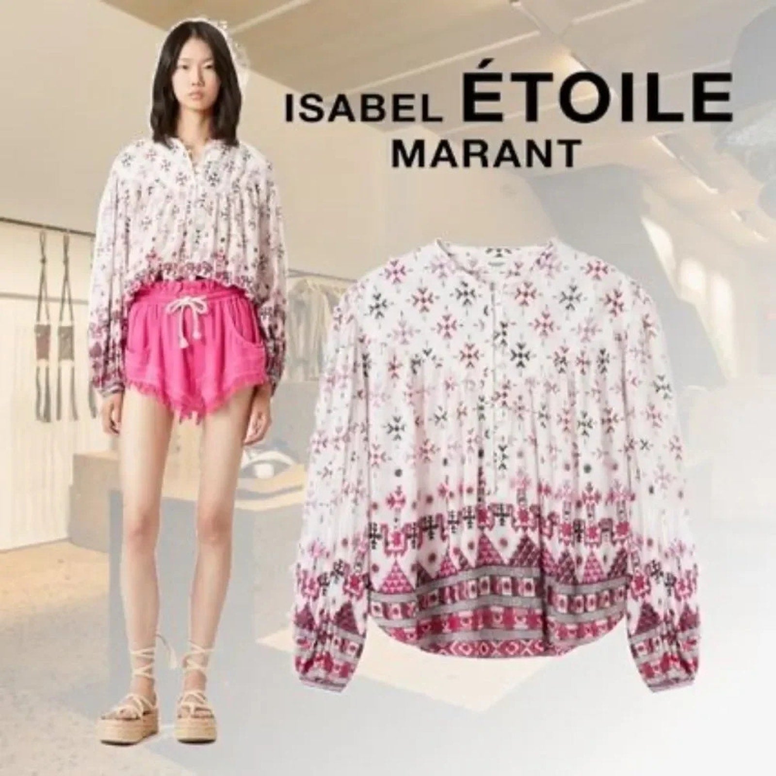 NEW ISABEL MARANT ETOILE Salika printed cotton blouse - size 38 (US 6)