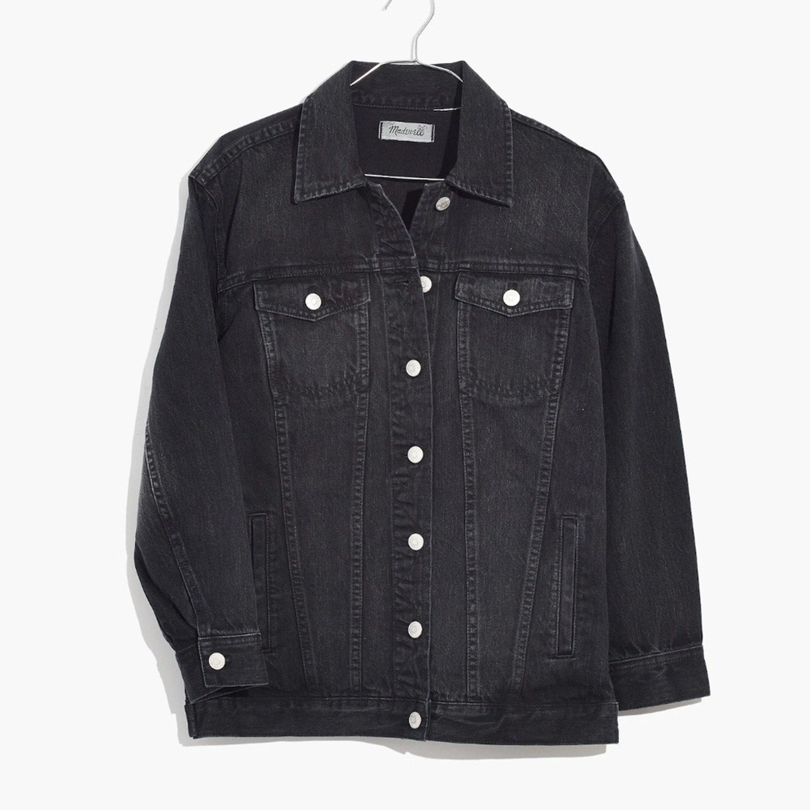 Madewell The Oversized Denim Jean Button Up Jacket Collared Black Size S G7501