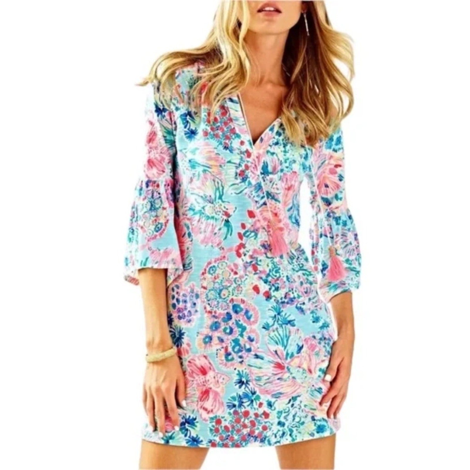 LILLY PULITZER DEL LAGO TUNIC DRESS *GYPSEA* SERENE BLUE - size XXS