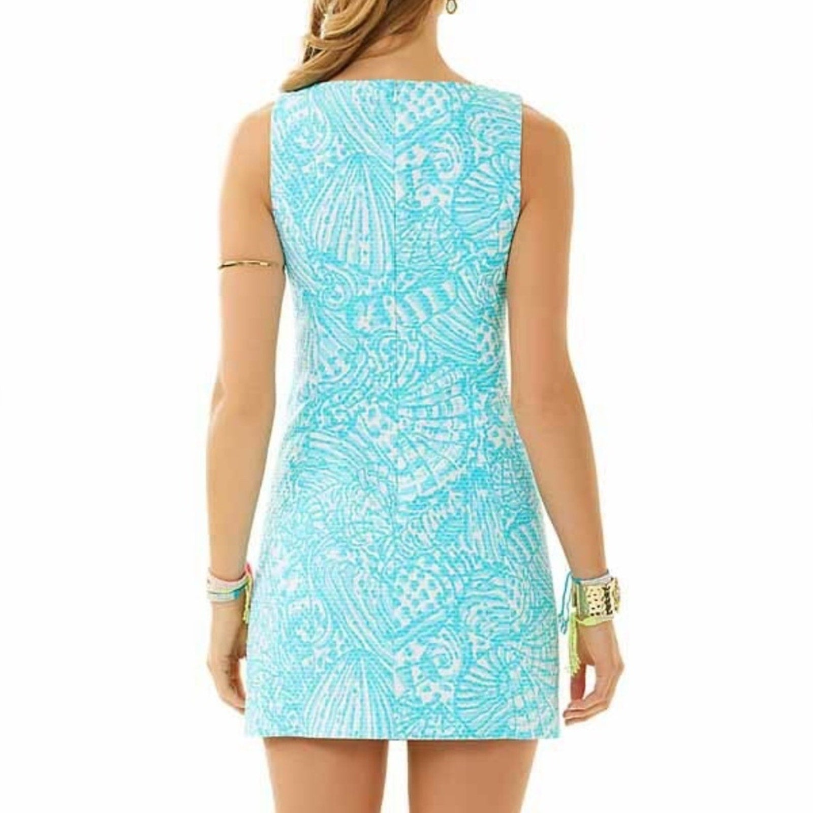 Lilly Pulitzer MacFarlane Shorely Blue Sea Cups Lace Detail Shift Dress - size 0