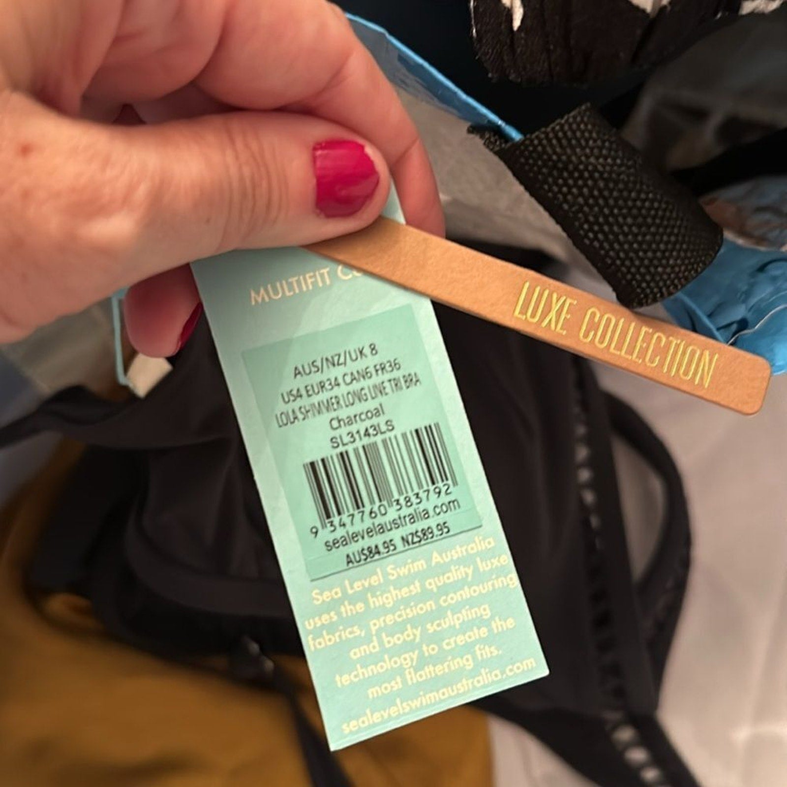 NWT Sea Level Lola Shimmer Triangle Bikini Top - Charcoal - 4