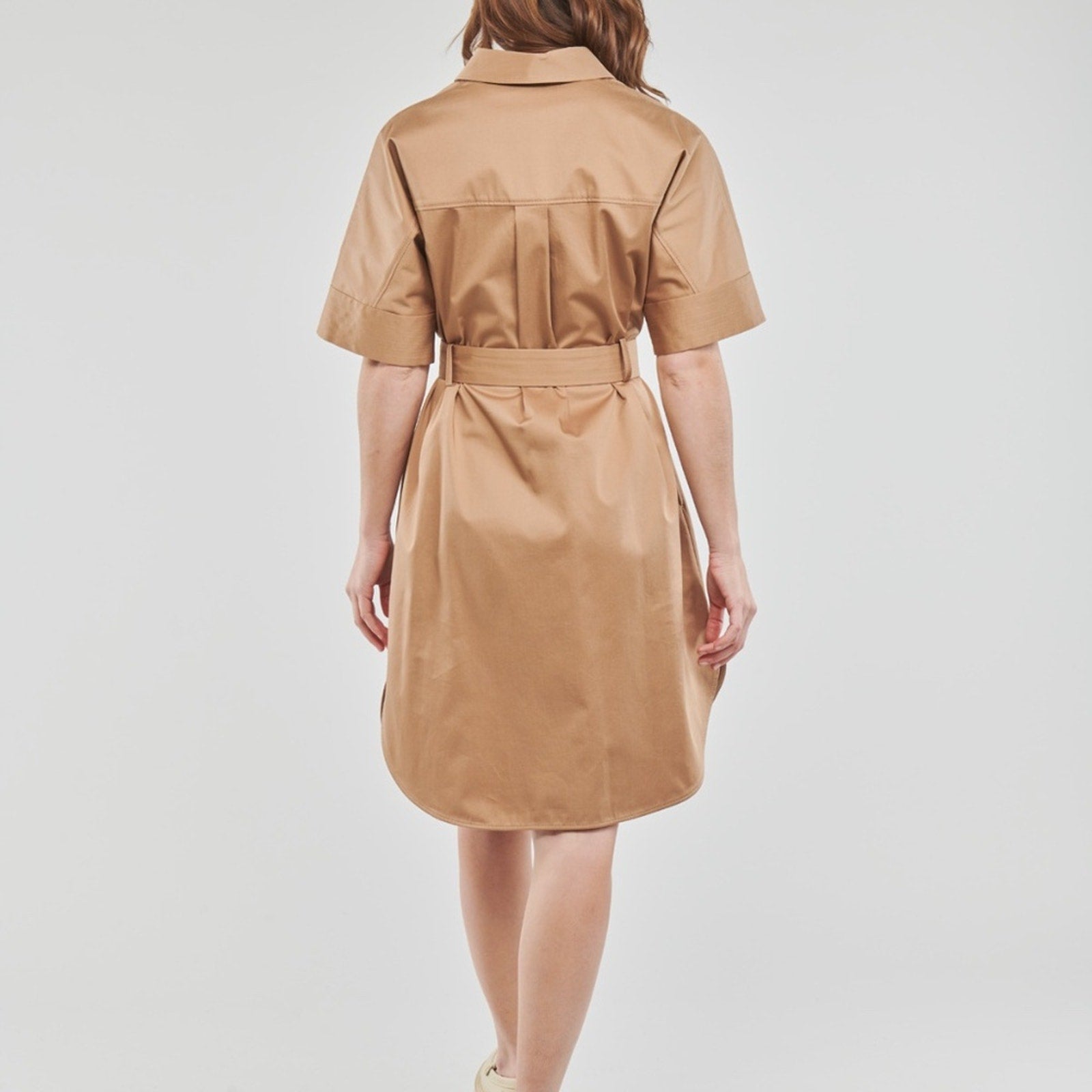 NWT Hugo Boss Dashile Short Sleeve Shirtdress In Iconic Camel - size 4