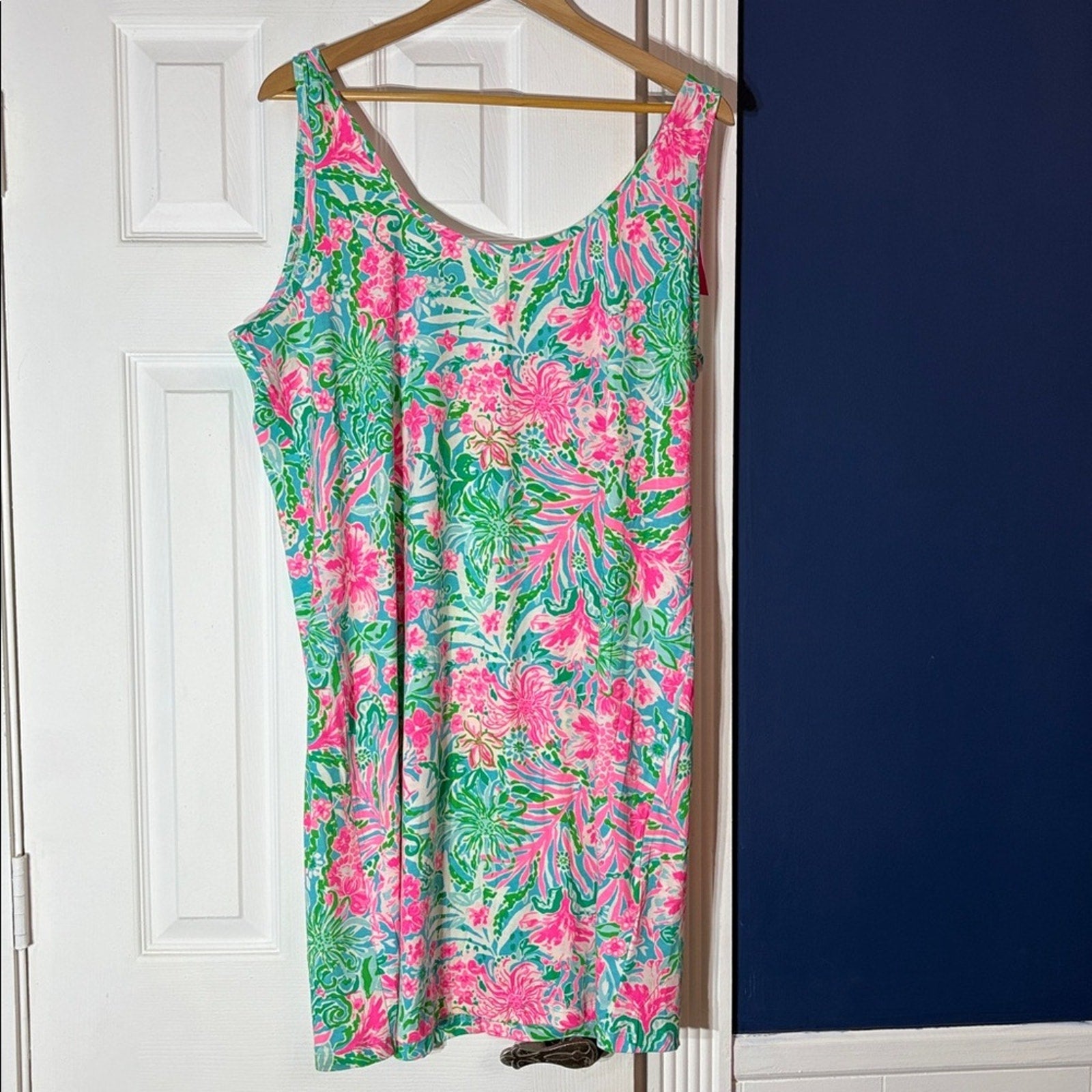 NWT Lilly Pulitzer Newberri Amalfi Blue Leaf It Wild Tank Dress - XL