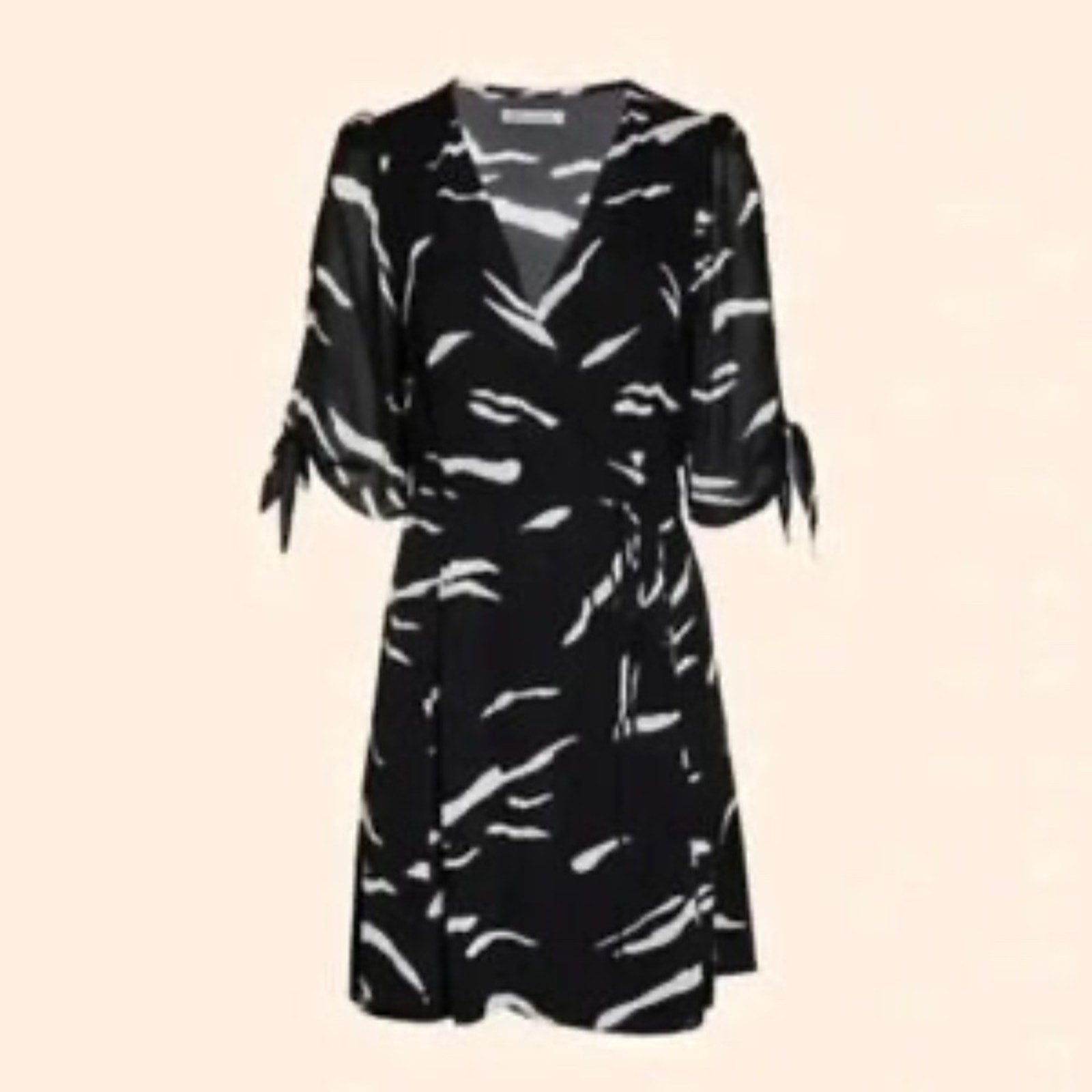 Reformation Sammy Wrap Mini Dress Black White - size small