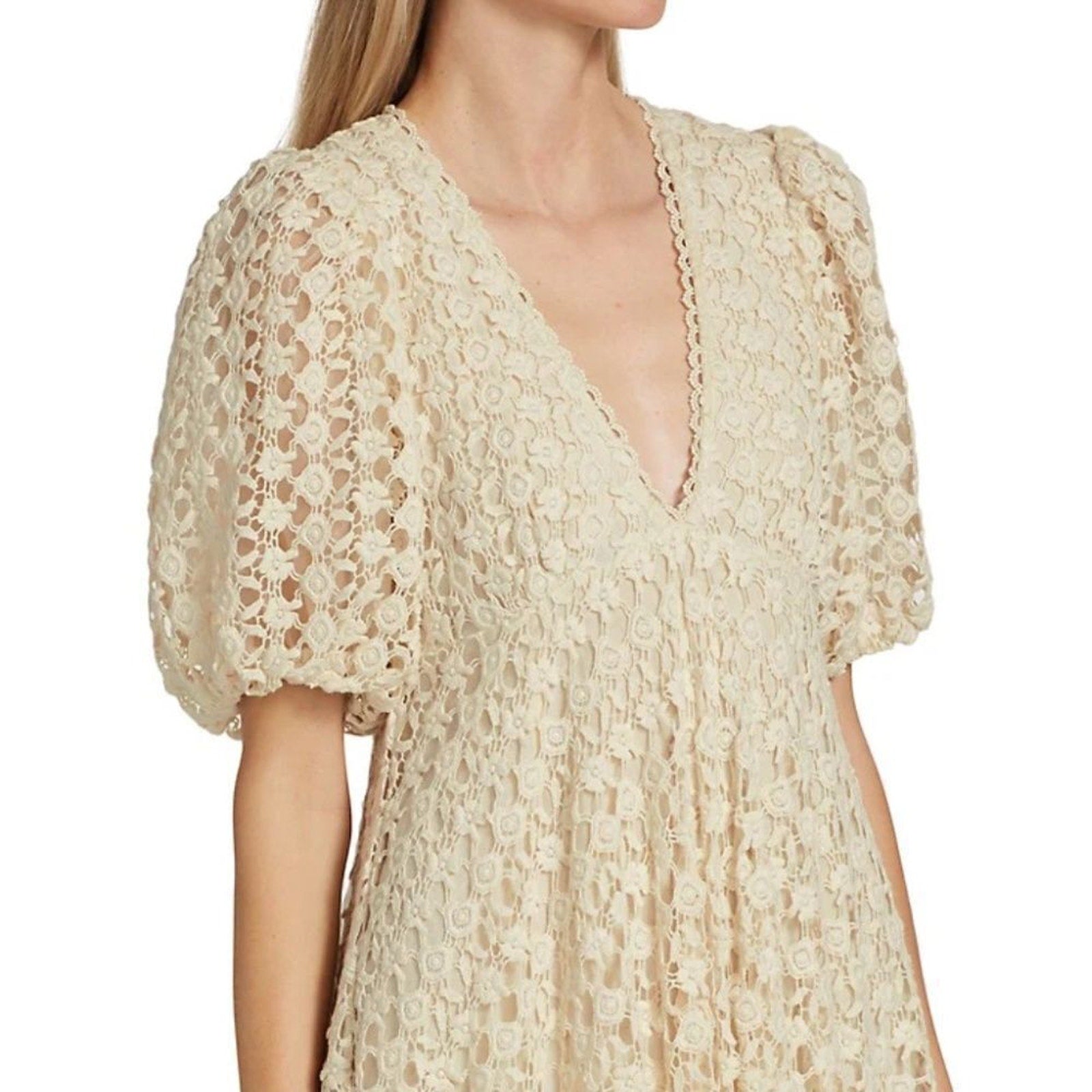 NWT byTiMo Puff-Sleeve Lace Crochet Dress - size XXS