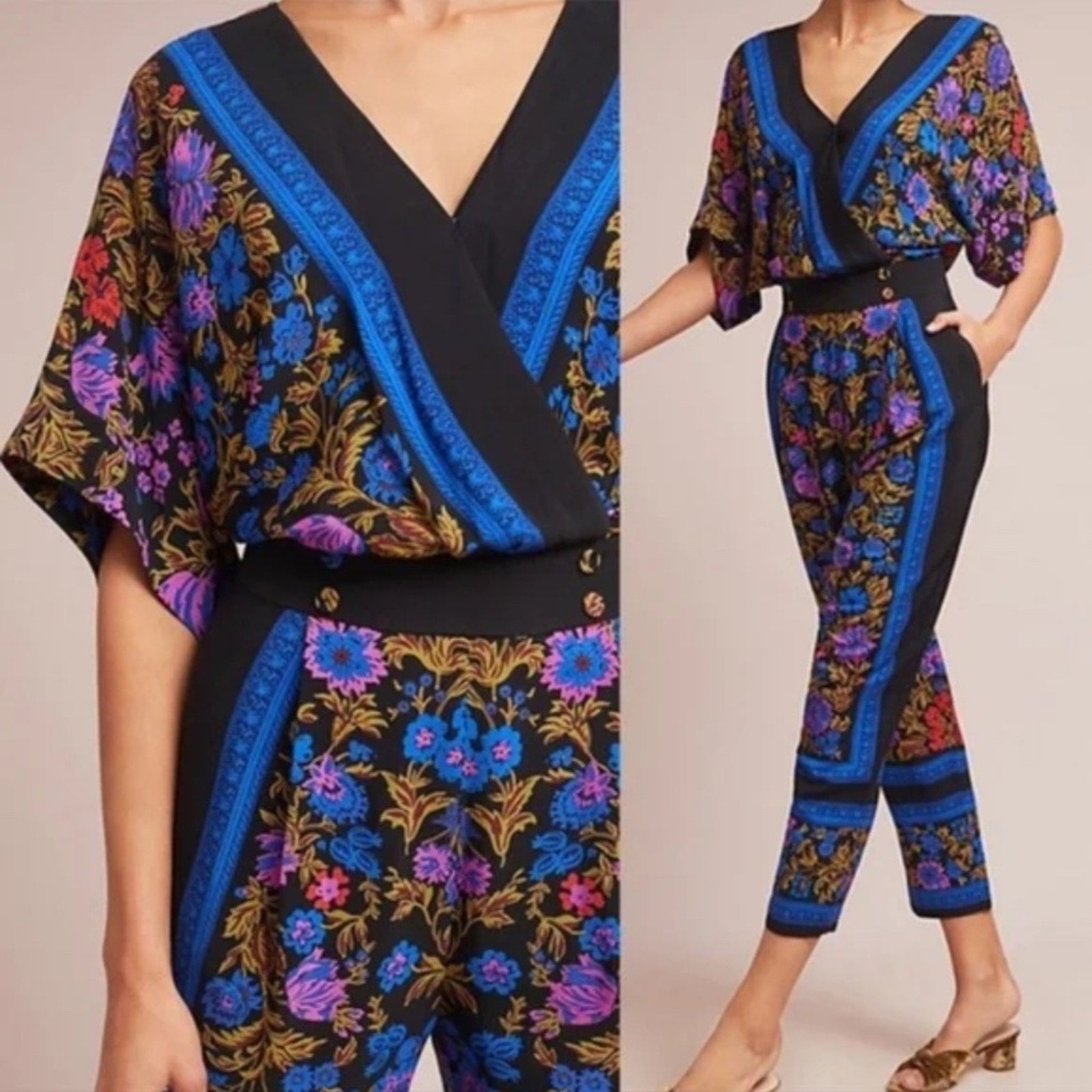 NWT Anthropologie Scarf-Printed Jumpsuit - size 0