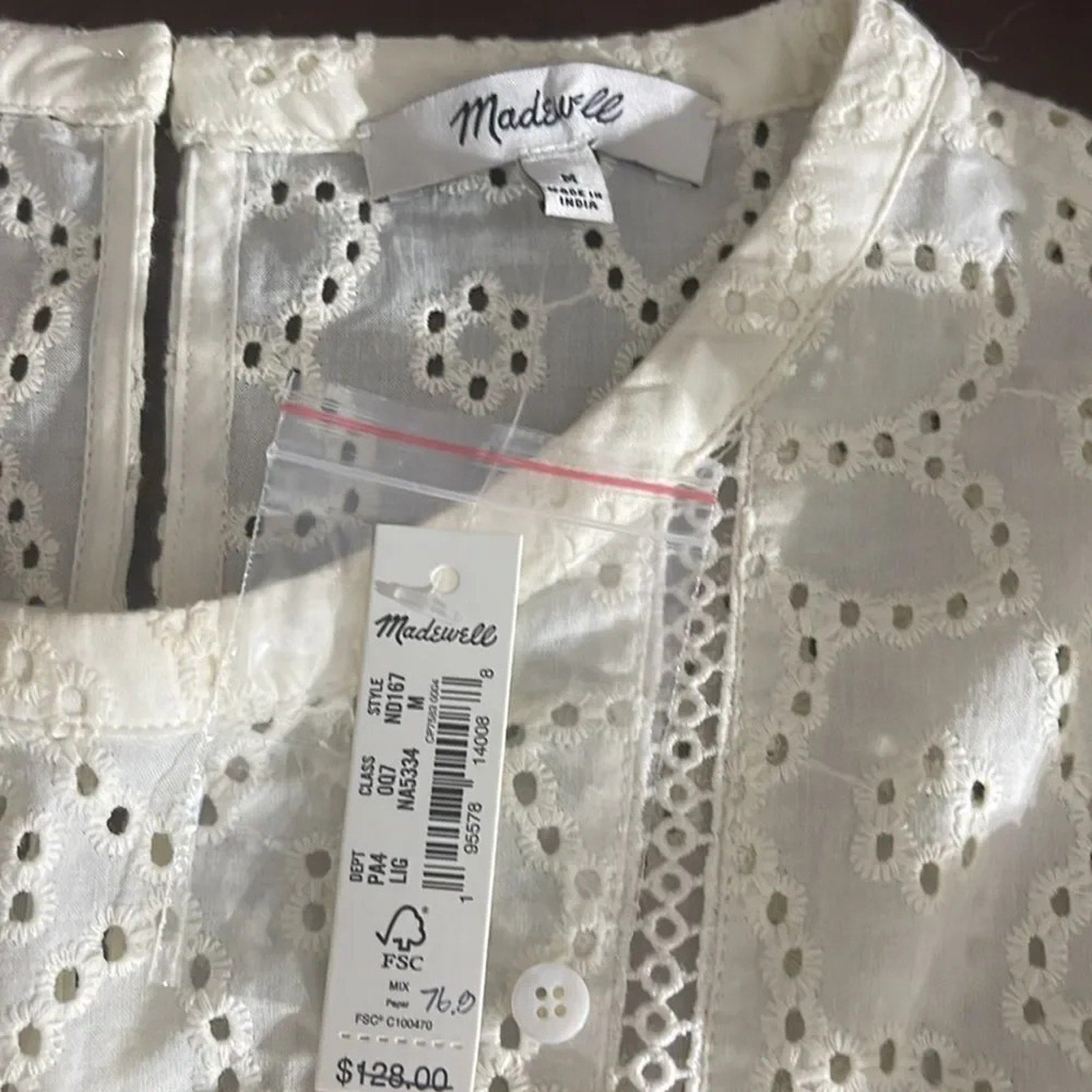 NWT Madewell Eyelet Ruffle-Sleeve Mini Dress - size M