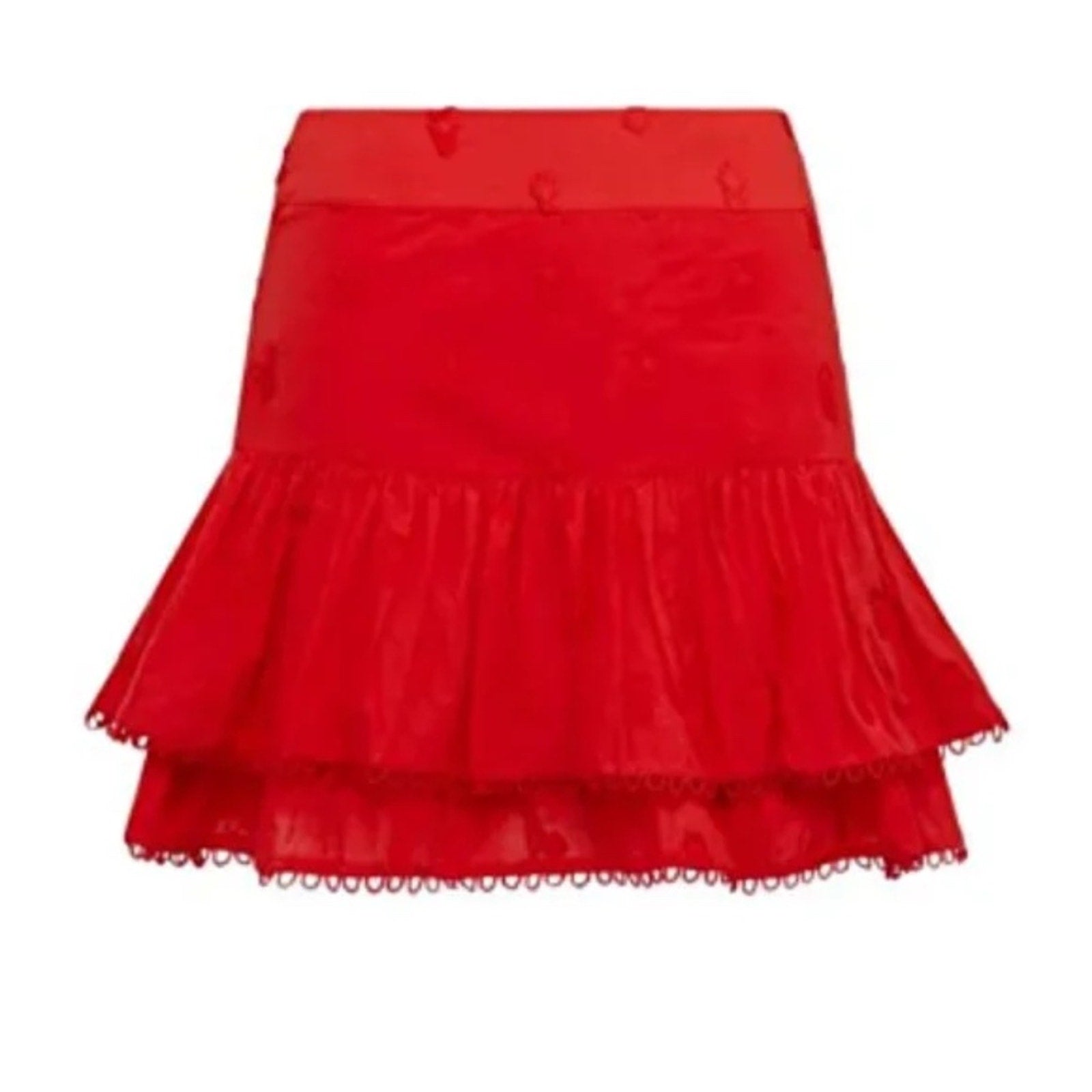 Farm Rio Women’s Red A-Line Tiered Pineapple Mini Skirt - size small