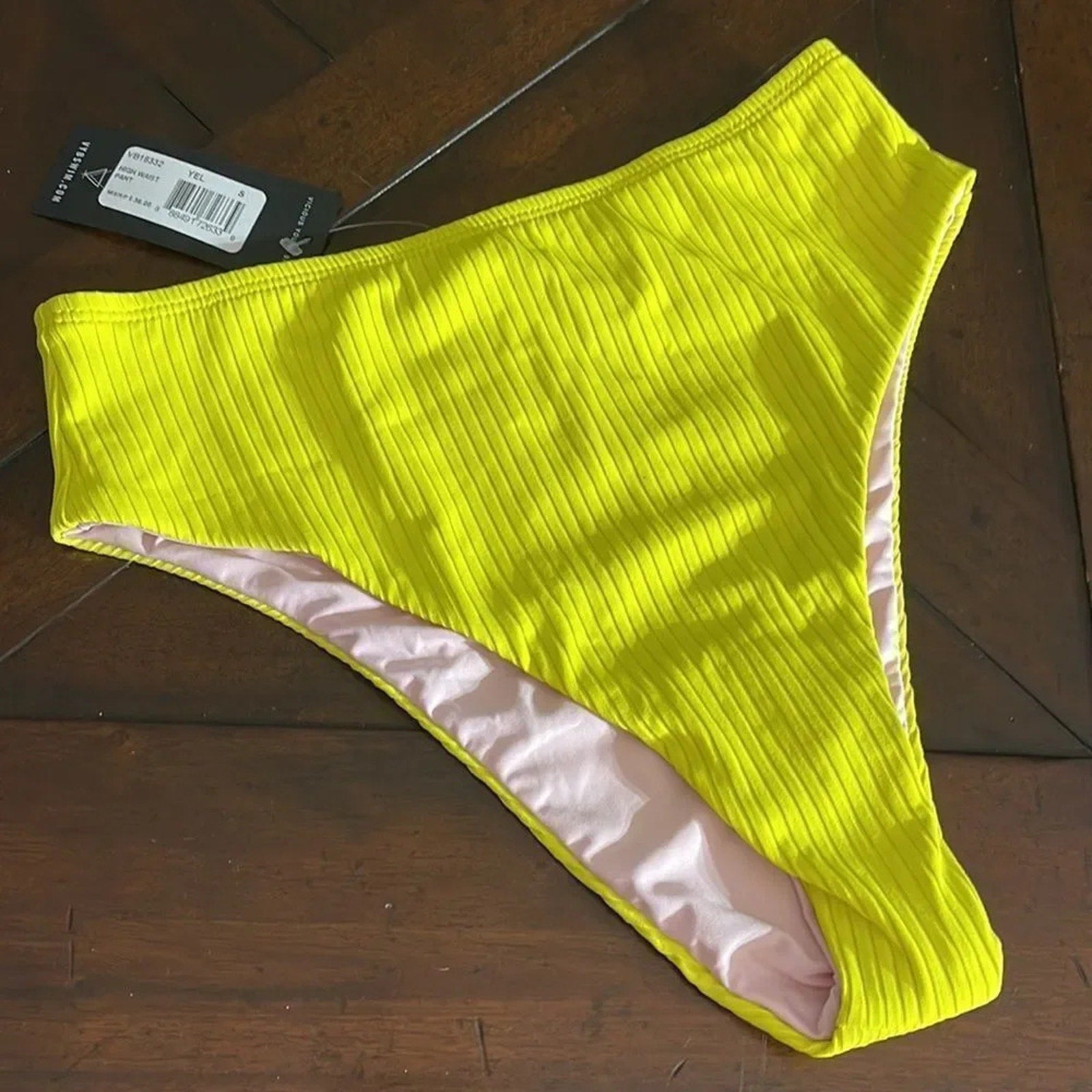 NWT Vicious Young Babes neon ribbed high waisted bikini swim bottoms
