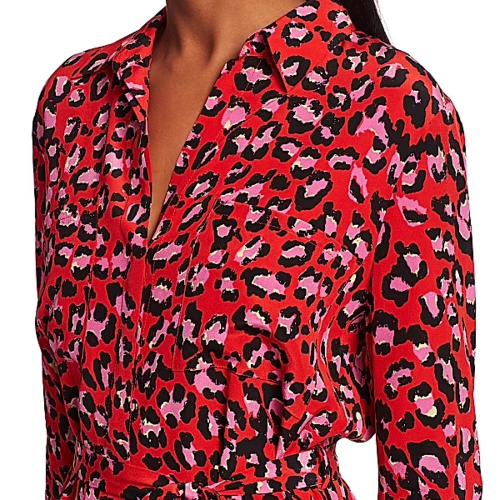 L'AGENCE Stella Leopard Print Shirtdress - size XS