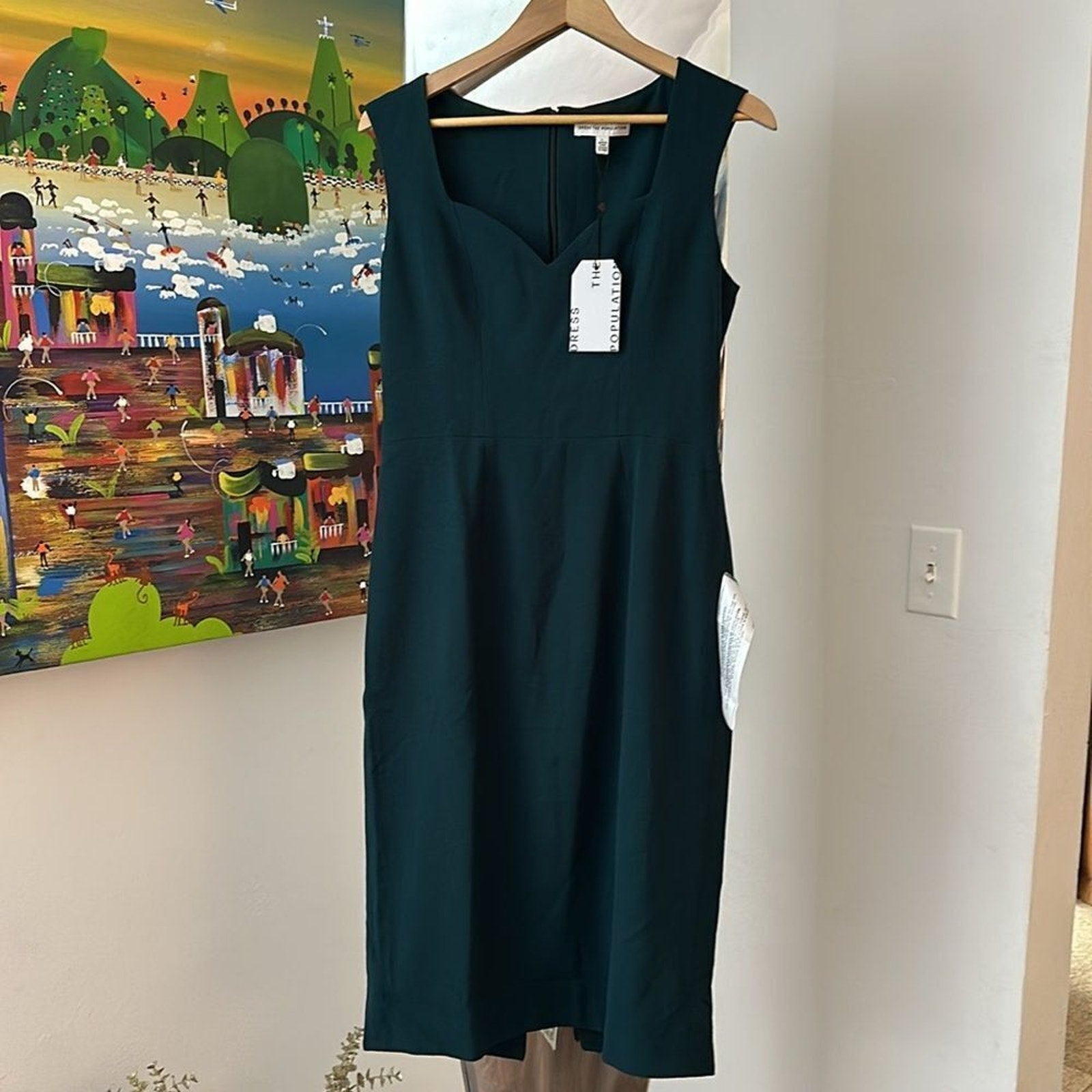 NWT Dress The Population Elle Sheath Dress In Pine Size Large