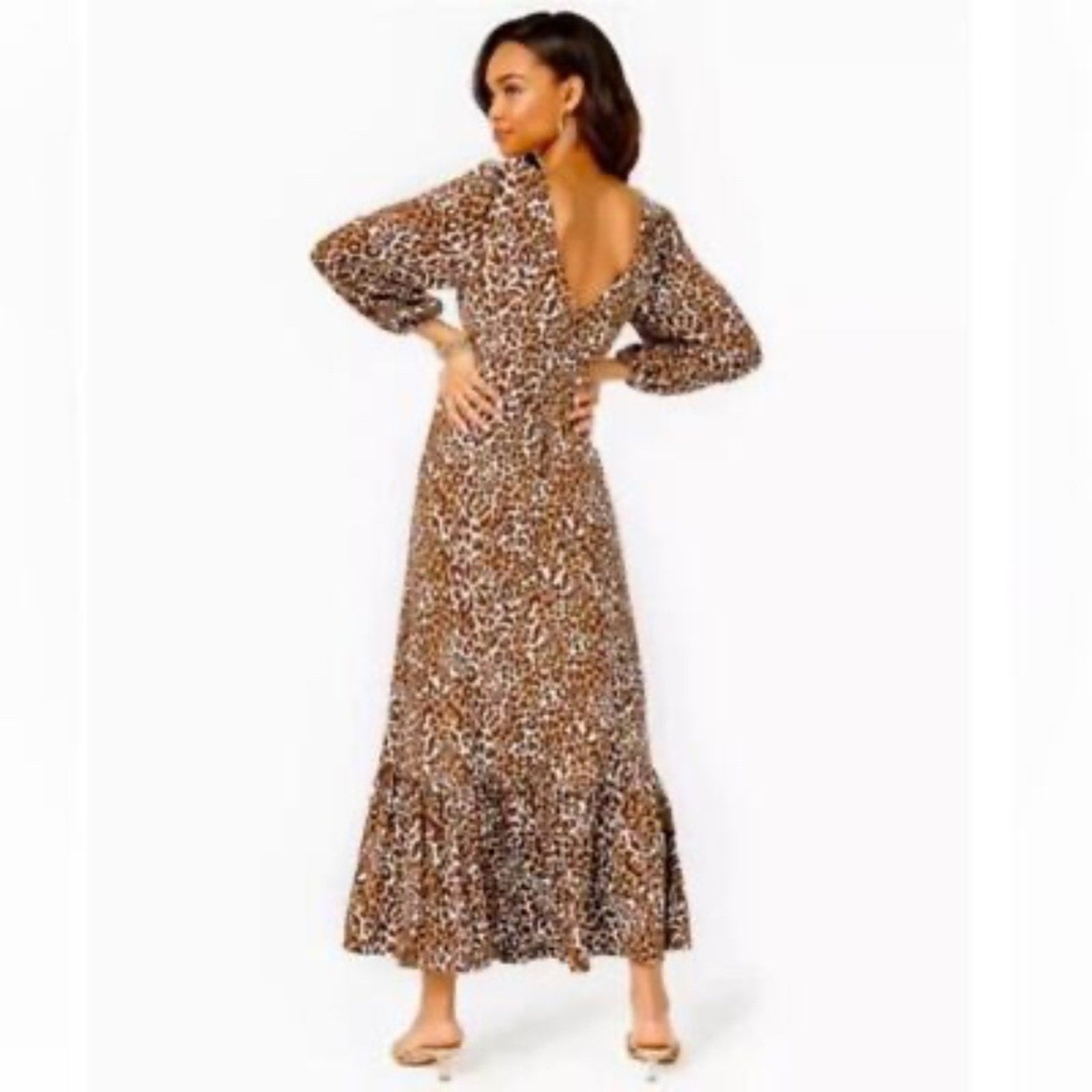Lilly Pulitzer Ivette 3/4 Sleeve Maxi Dress in Chocolate My Favorite Spot - sz 8