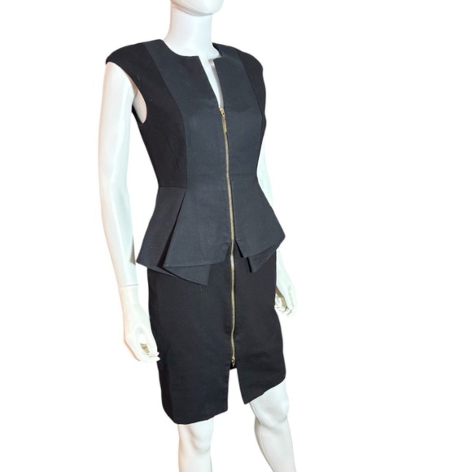 Ted Baker London Peplum Dress Cap Sleeve Sheath Front Zip Jumana Black - size 6
