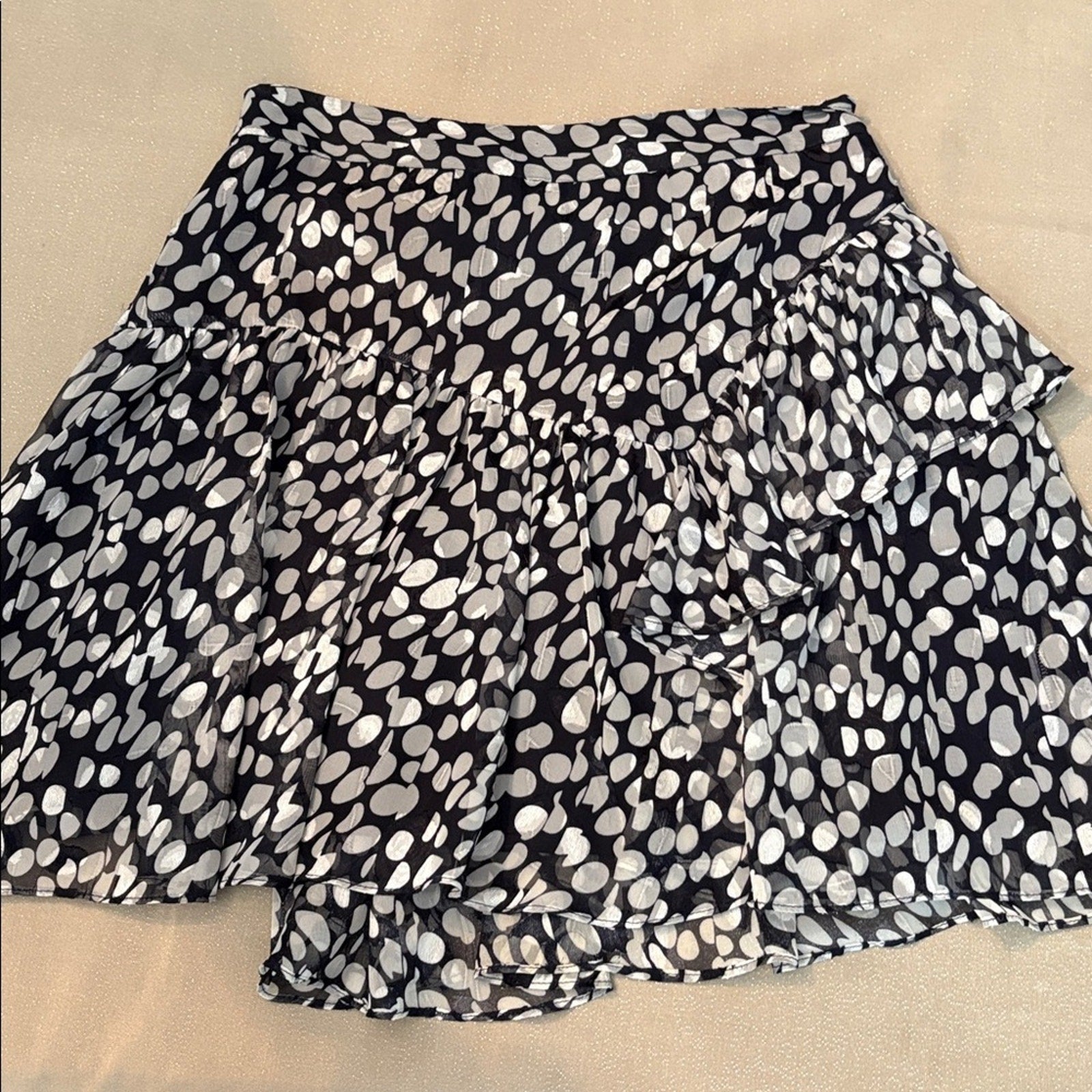 Milly Heidi Abstract Asymmetrical Ruffle Dot Mini Skirt - size 4