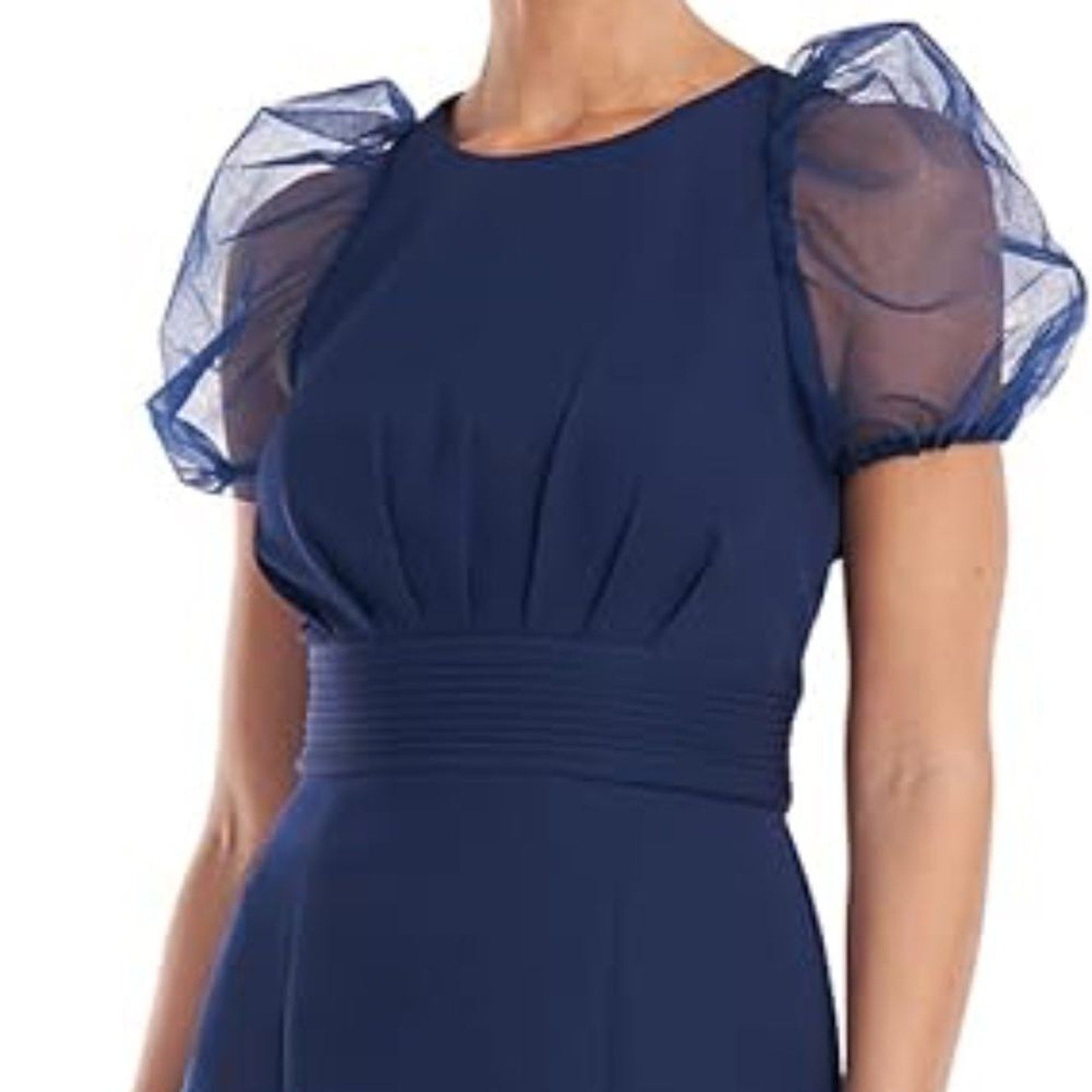 NWT JS COLLECTIONS Harley Puff Sleeve Dress In Navy - size 12