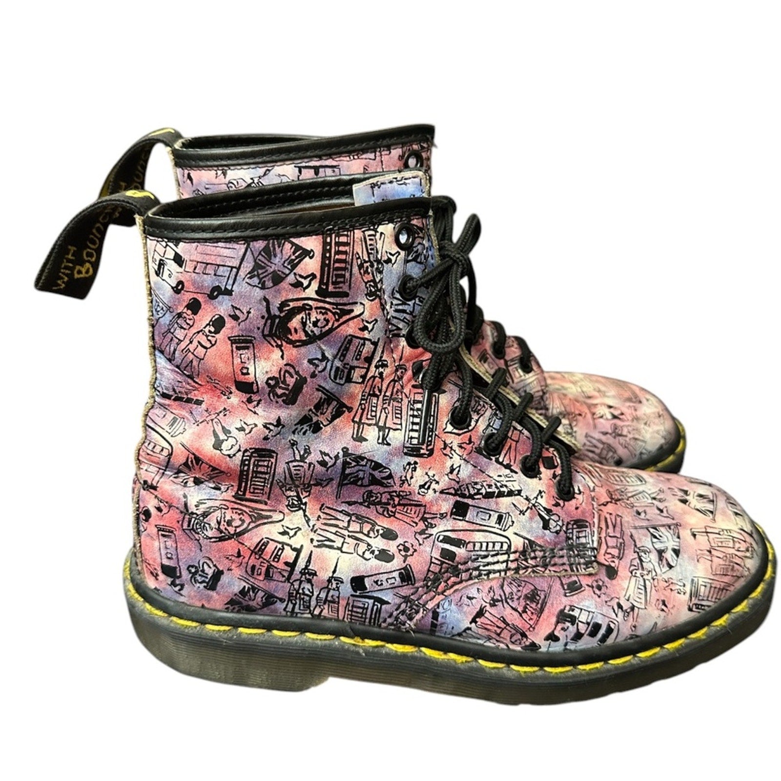 DR. MARTENS PINK LONDON ICONS LEATHER BOOTS VINTAGE - size 9 US women