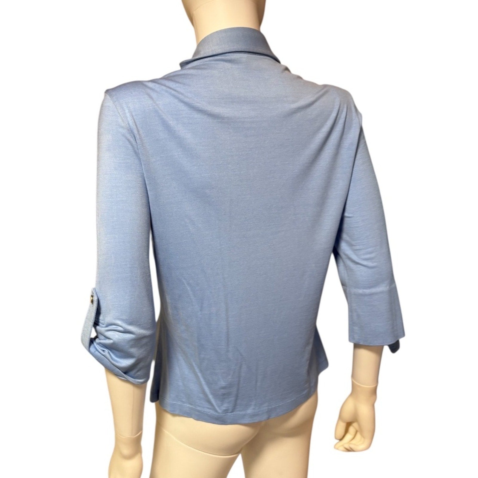 J. McLaughlin Blue Silk button down Shirt - size M