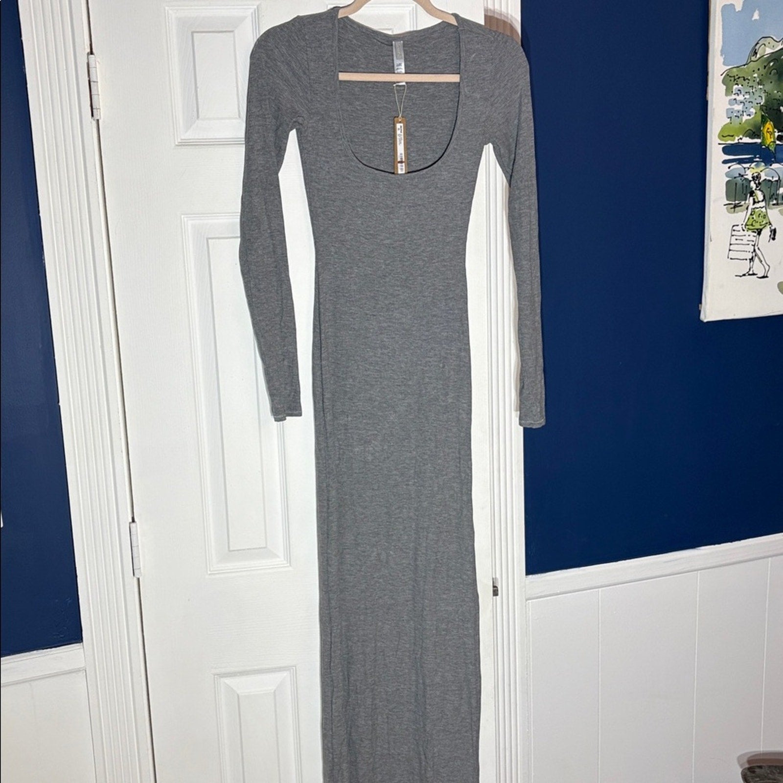 NWT SKIMS Soft Lounge Long Sleeve Dress - Heather Grey - size small