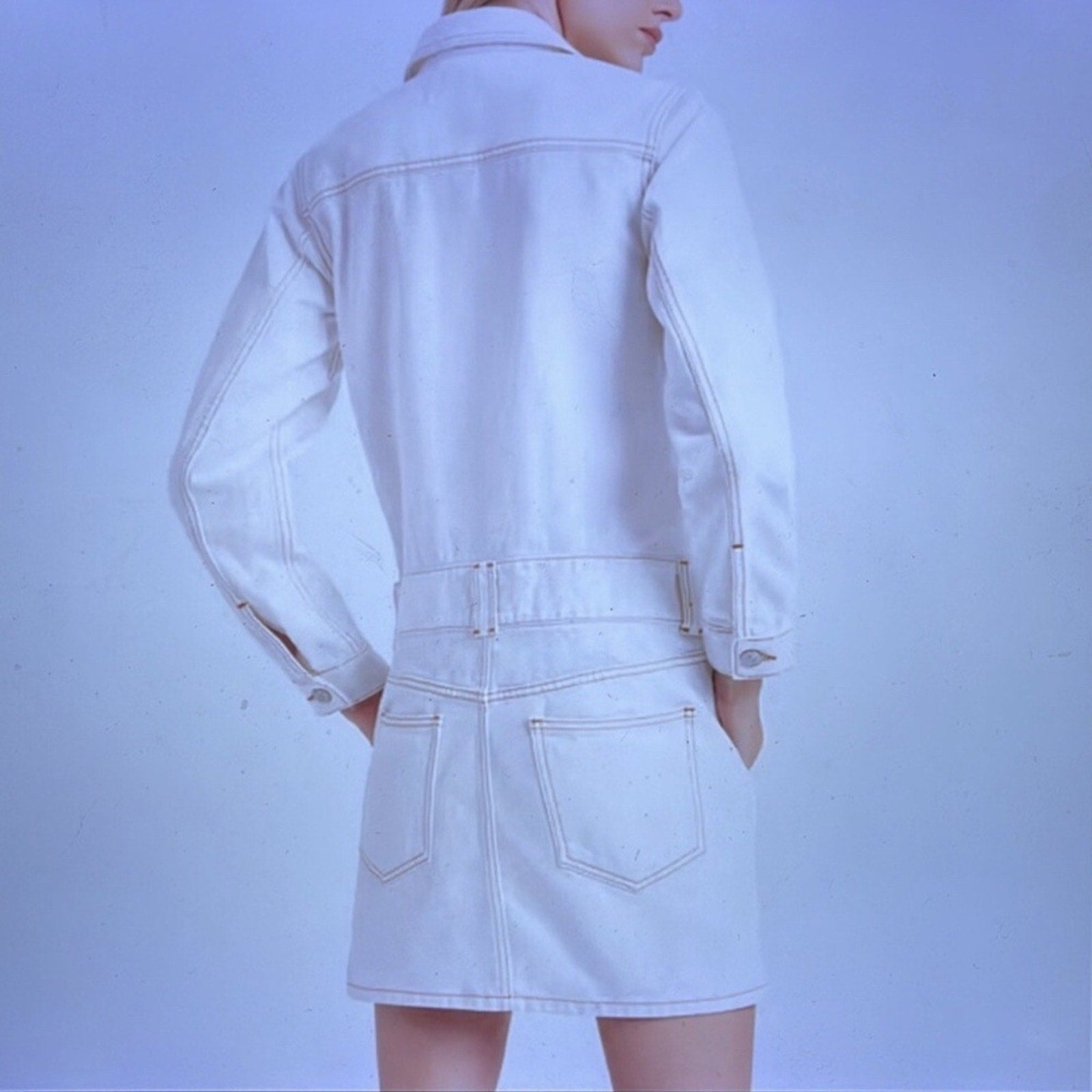 GANNI White Denim Mini Dress - size M